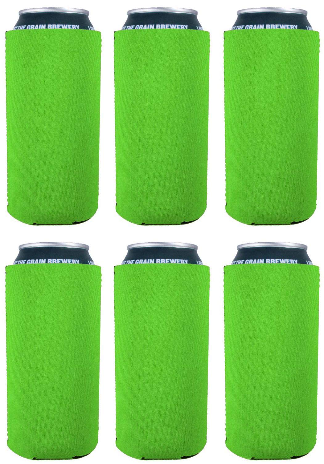 Blank Neoprene 16 Oz. Can Coolie (6 Pack, Neon Green)