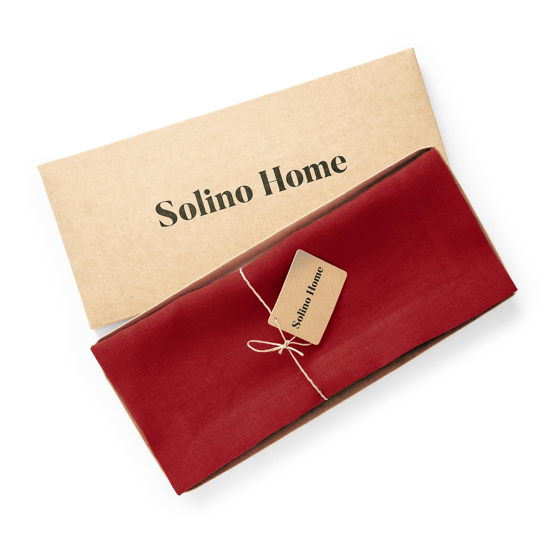 Solino Home Linen Red Table Runner 36 Inch - 100% Pure Linen Prewashed Short Table Runner 14 X 36 Inch Ideal For Dresser And Cof