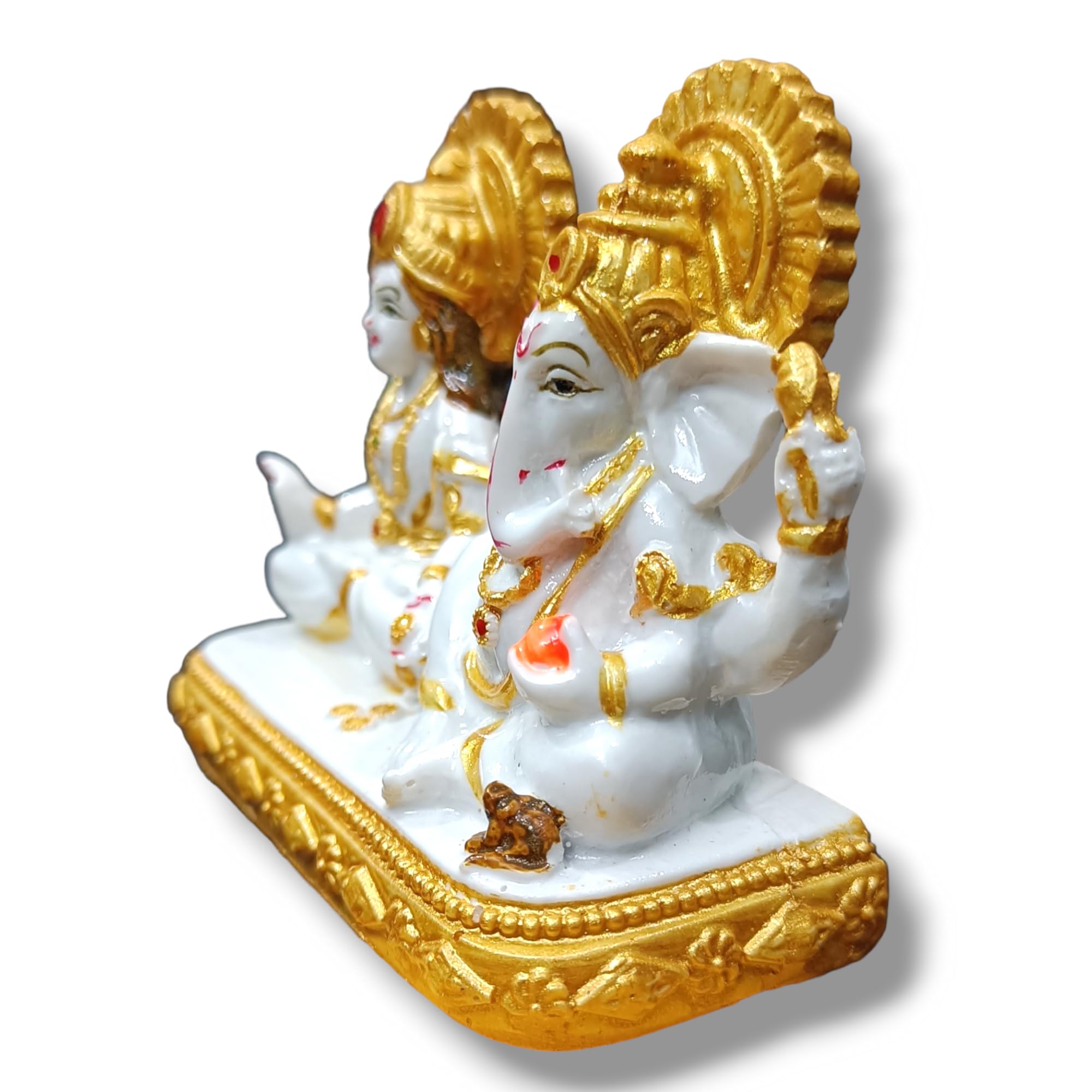 Avg Artistry-Laxmi Ganesh With Single Standy Idol For Car Dashboard & Gift Purpose