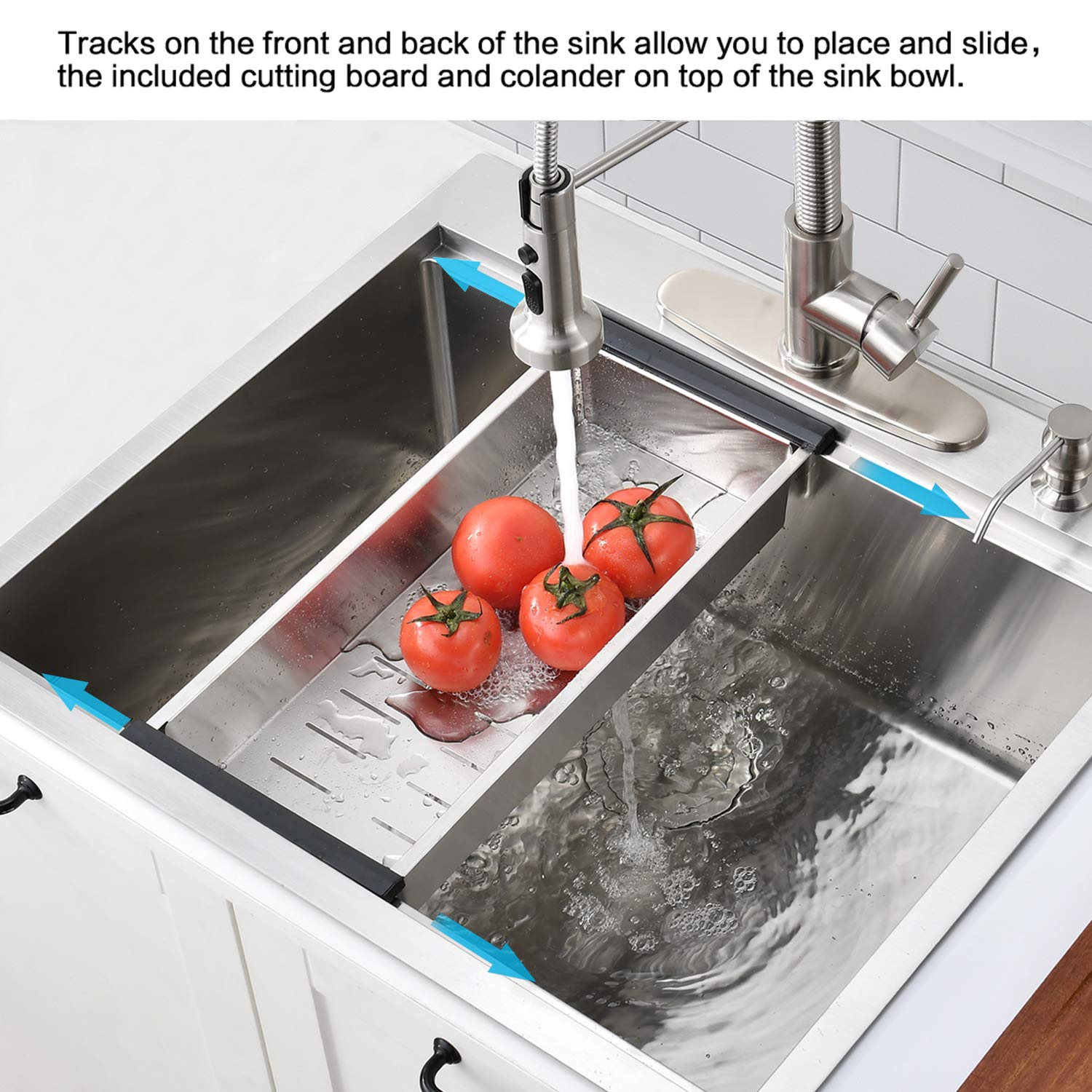 25 Inch Drop In Kitchen Sink Workstation - Vokim 25 X22 Inch Single Bowl Sink 16 Gauge Stainless Steel 10'' Deep Handmade Kitche