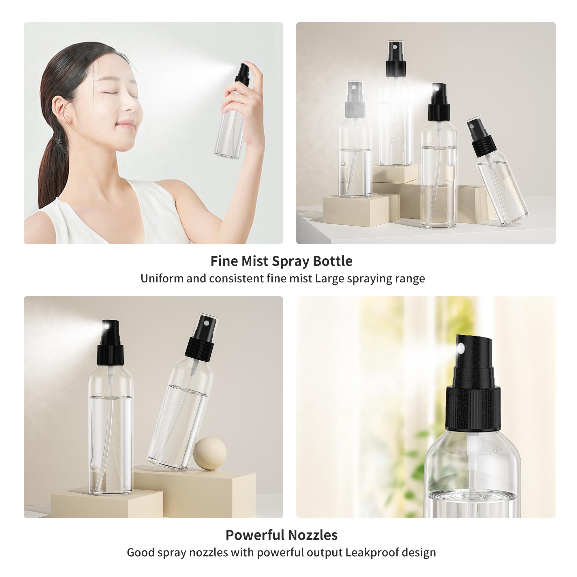 Ephech 100Pcs Small Spray Bottle, 2.7Oz/80Ml Travel Spray Bottle Clear Fine Mist Spray Bottle Plastic Empty Refillable Spray Bot