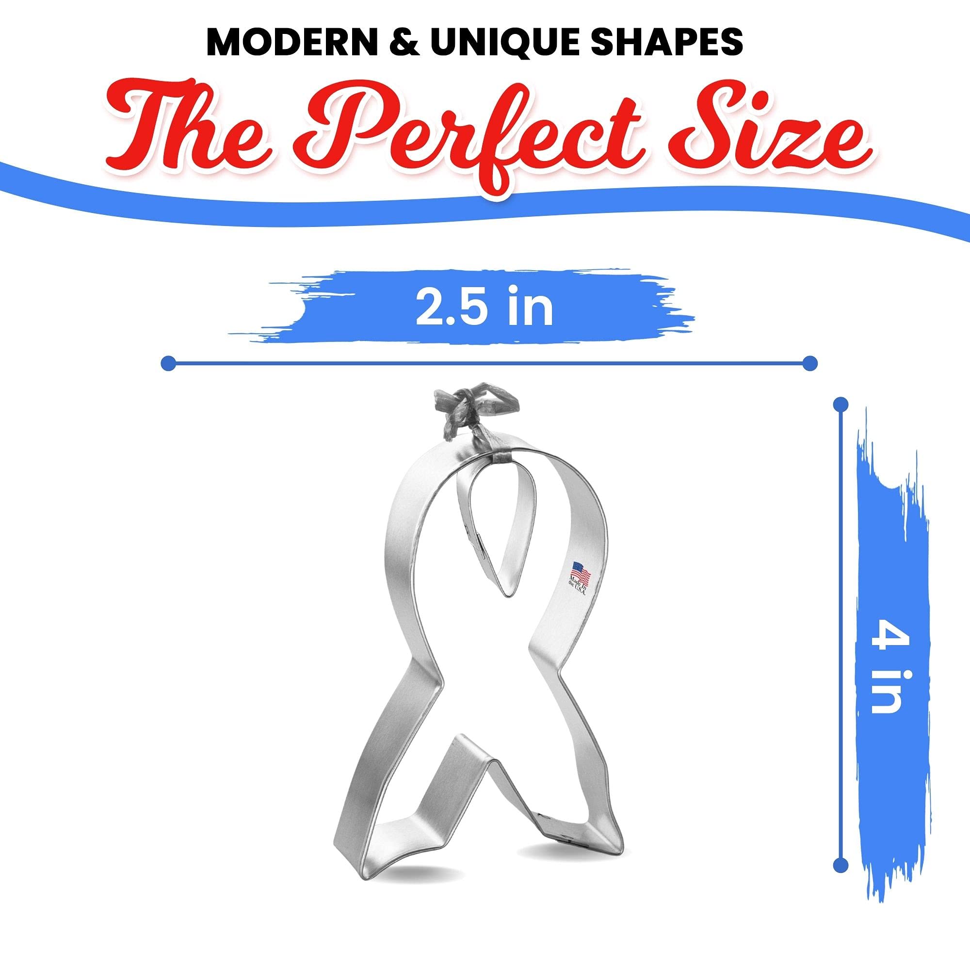Awareness Ribbon Cookie Cutter 2 Pc Set - Ribbon, Tear Drop Cookie Cutters Hand Made In The Usa From Tin Plated Steel