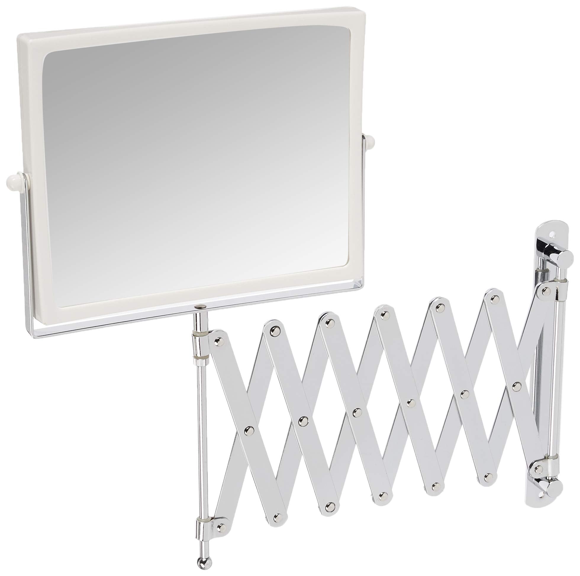 Jerdon 8.3-Inch X 6.5-Inch Two-Sided Swivel Wall Mount Mirror - Vanity Mirror With 5X Magnification & 30 Inch Wall Extension - W