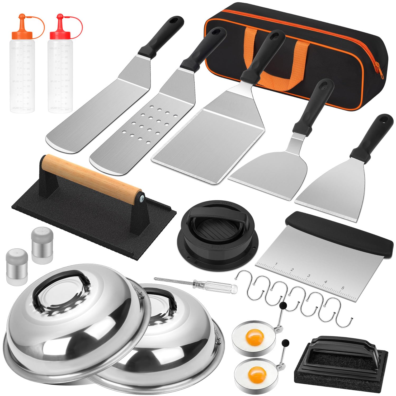 Griddle Accessories Kit, 25Pcs Flat Top Grill Accessories Set For Blackstone And Camp Chef, Grill Spatula Set With Enlarged Spat