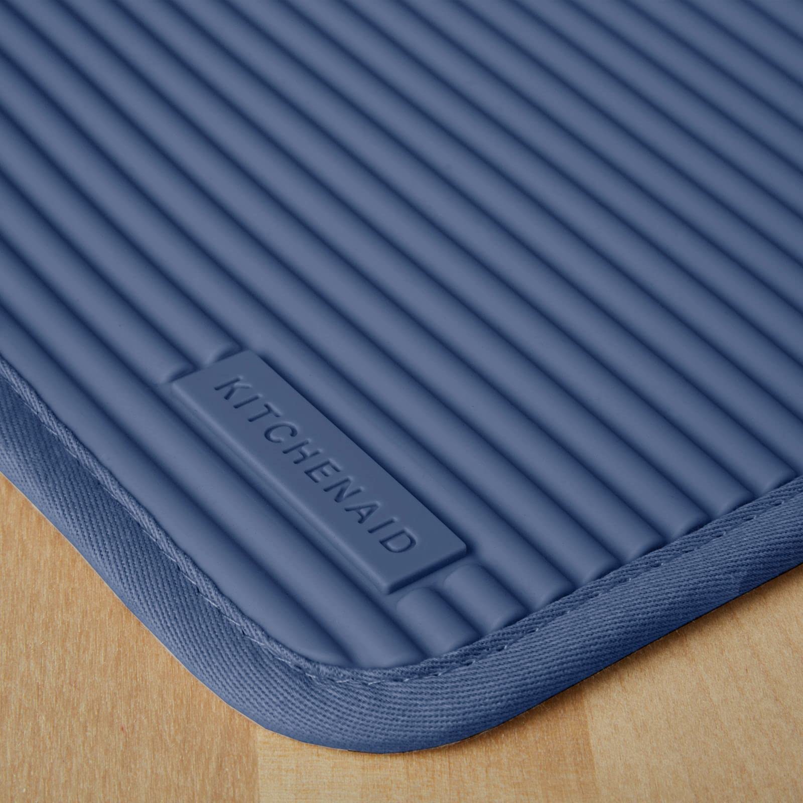 KitchenAid Ribbed Soft Silicone Pot Holder 2-Pack Set, Blue Willow, 7x9