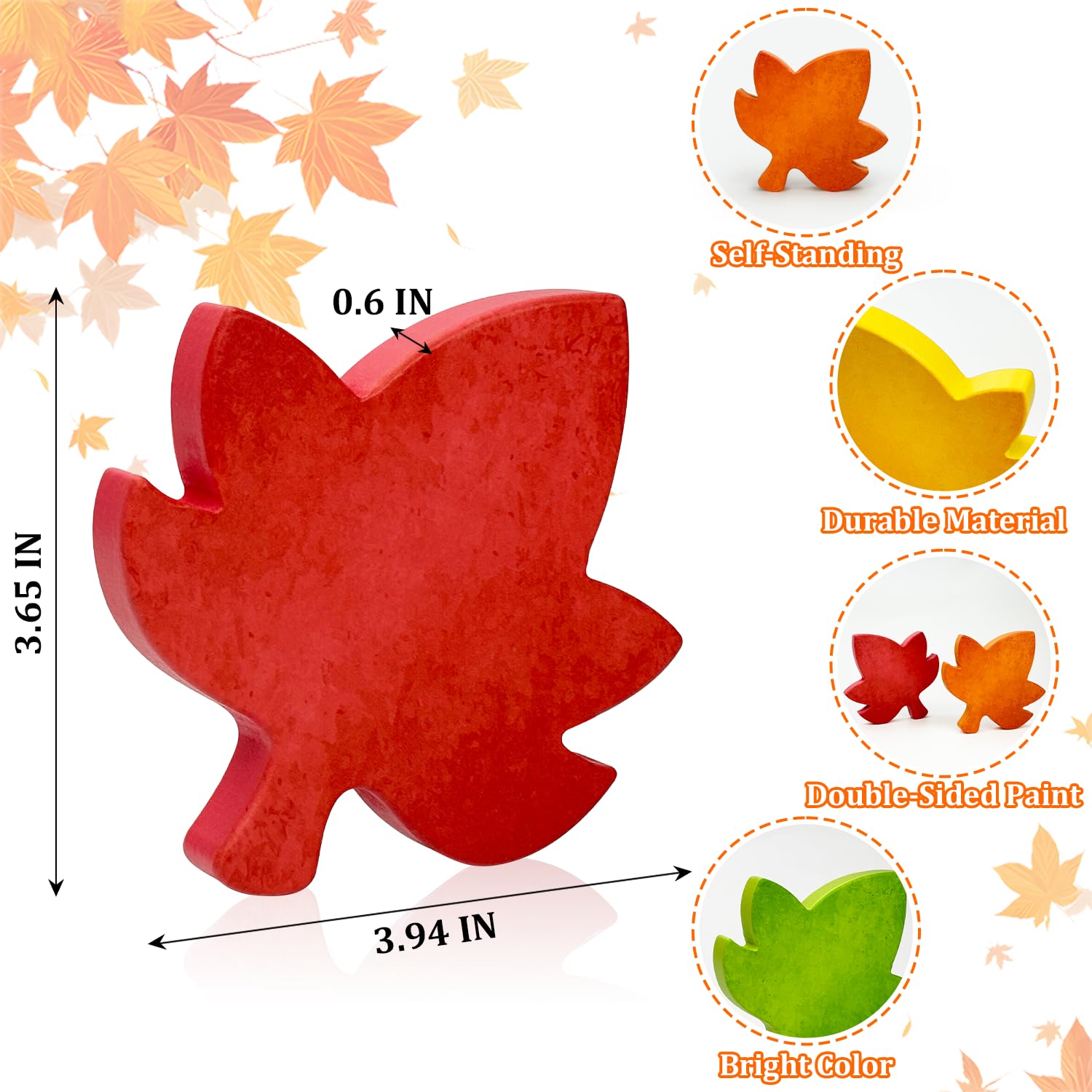 Fall Table Decor 4 PCS, Autumn Harvest Maple Leaves Decorations for Home Indoor, Thanksgiving Centerpiece for Office Kitchen Par