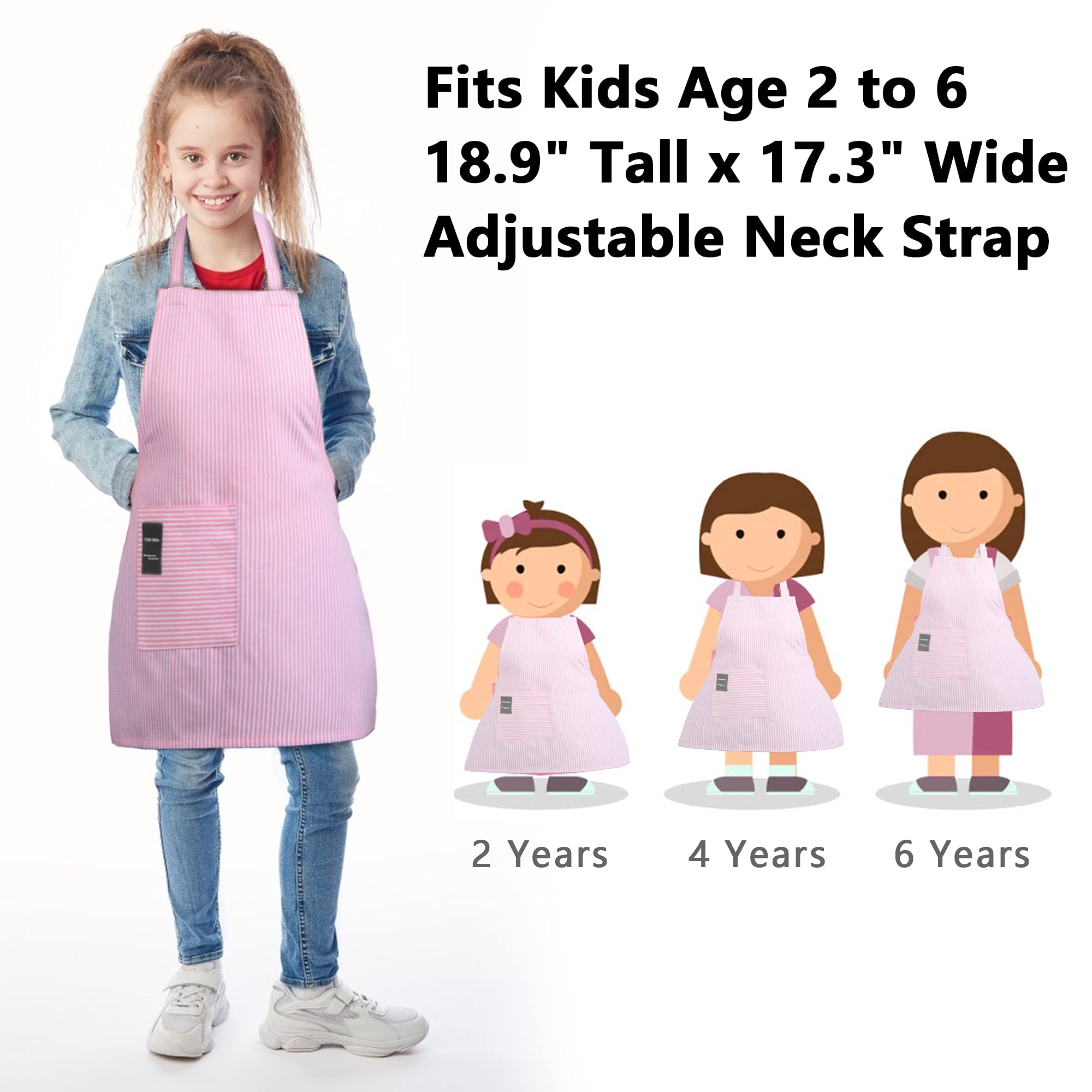 Teddsnow Daily Kids Apron, Toddler Cotton Adjustable Bib Chef Apron With Pocket, For Children Age 2 To 5 Years, Boys Girls