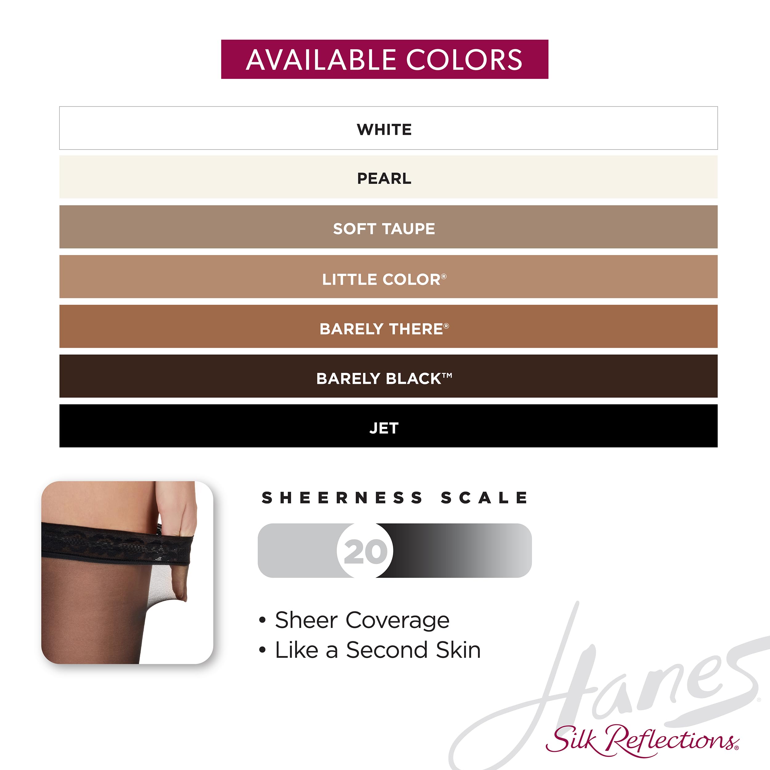 Hanes Womens Hanes Womens Silk Reflections Thigh High Stockings Sheer Toe 720 Pantyhose, Pearl, A-B Us