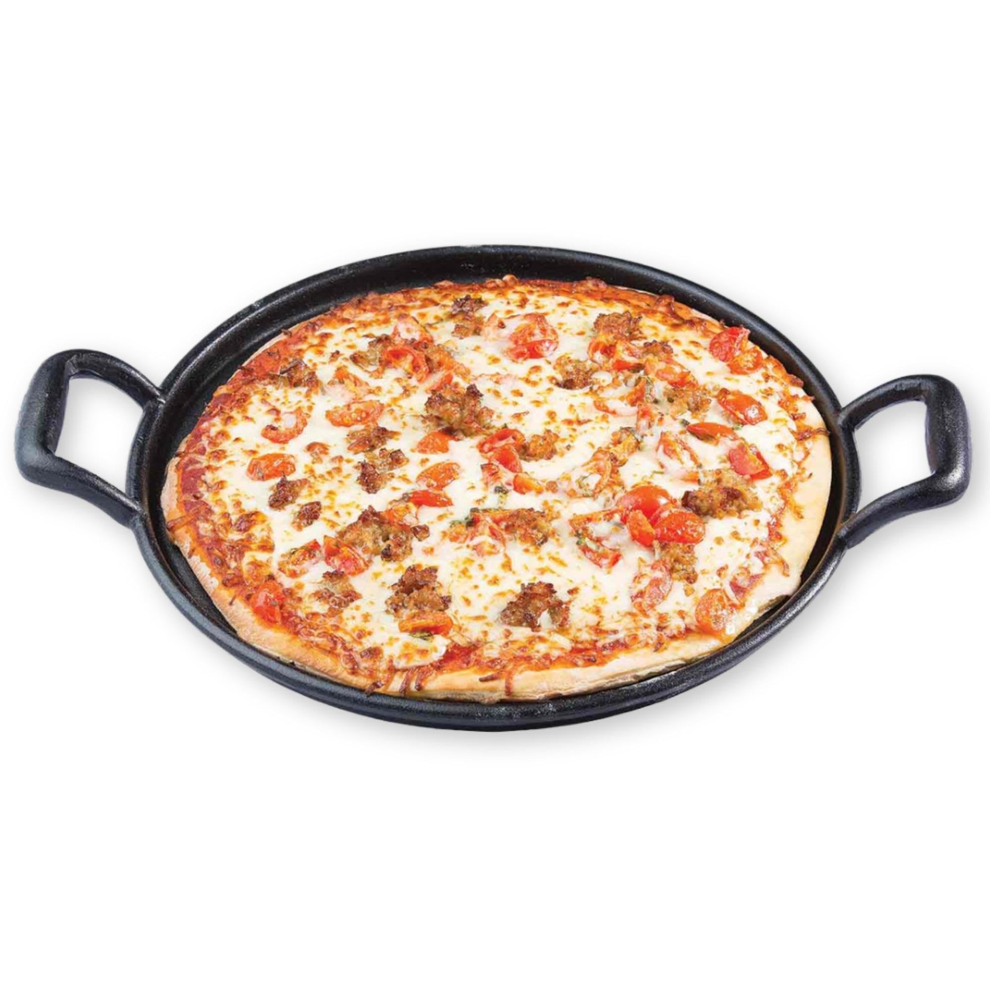 Tablecraft 13.5'' Pre-Seasoned Cast Iron Baking And Pizza Pan | Commerical Quality For Restaurant Or Home Kitchen Use