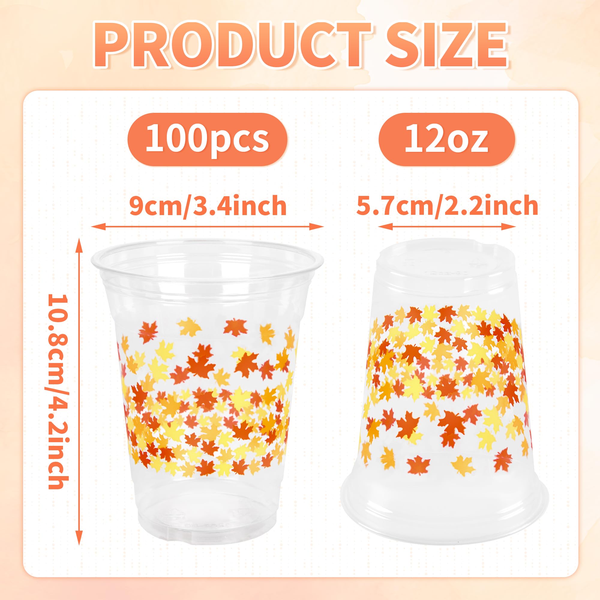 Thanksgiving Plastic Cups Turkey Party Cups Autumn 12oz Disposable Clear Drinking Cups for Birthday Harvest Thanksgiving Fall Pa