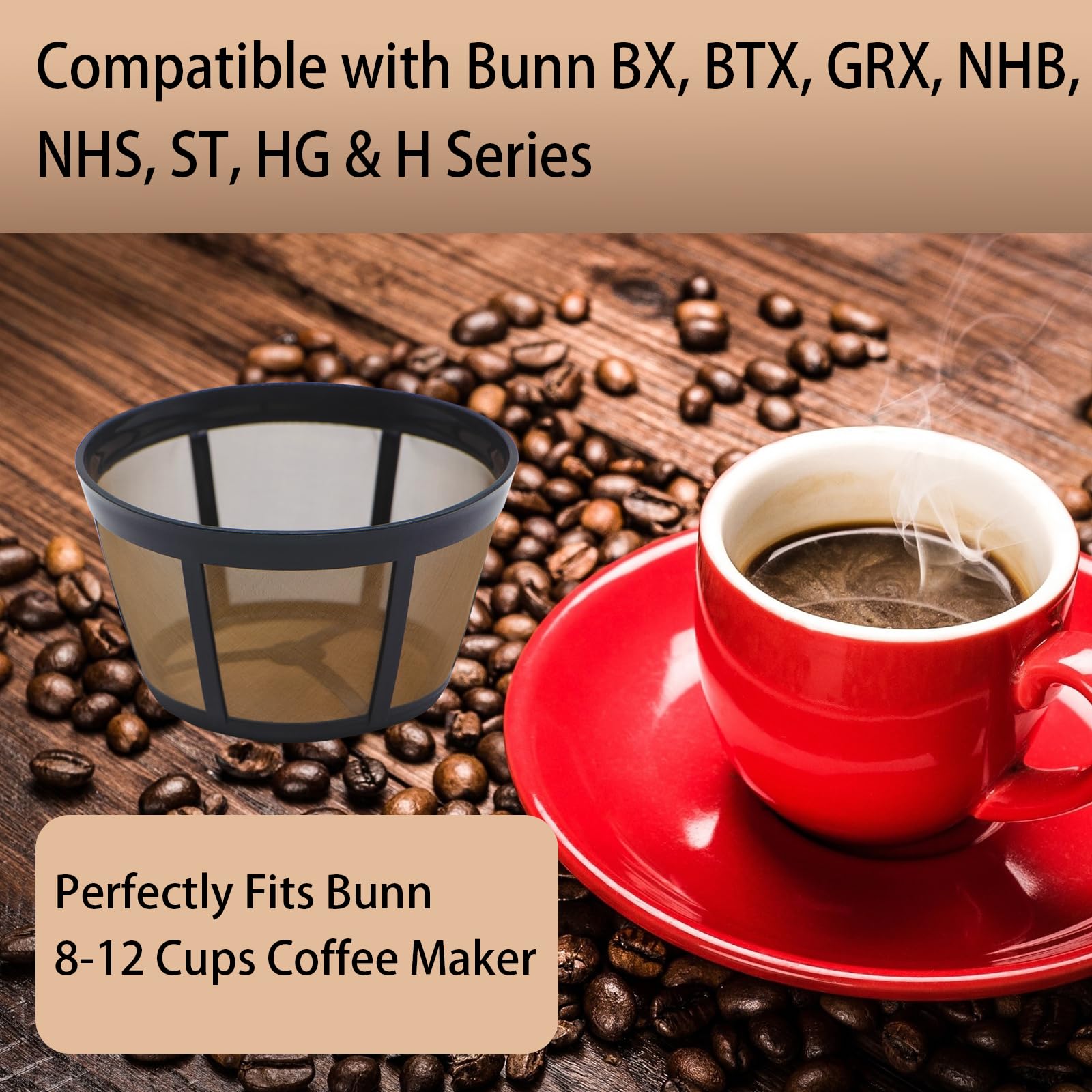 Aolleteau 2 Pack Reusable Coffee Filter Replacement For Bunn 8 10 12 Cup Coffee Maker And Brewer Series Bx, Btx, Grx, Nhb, Nhs,