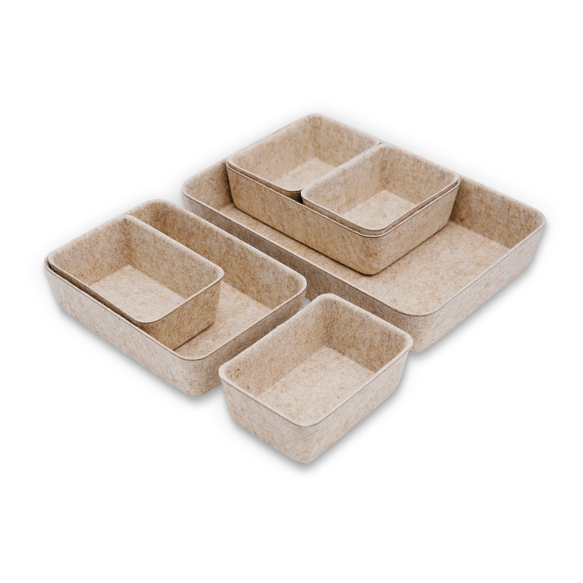 Welaxy Office Drawer Organizers Felt Storage Bins Shallow Small Desk Trays Draw Dividers Nordic Lifestyle Natural ScandinavianC