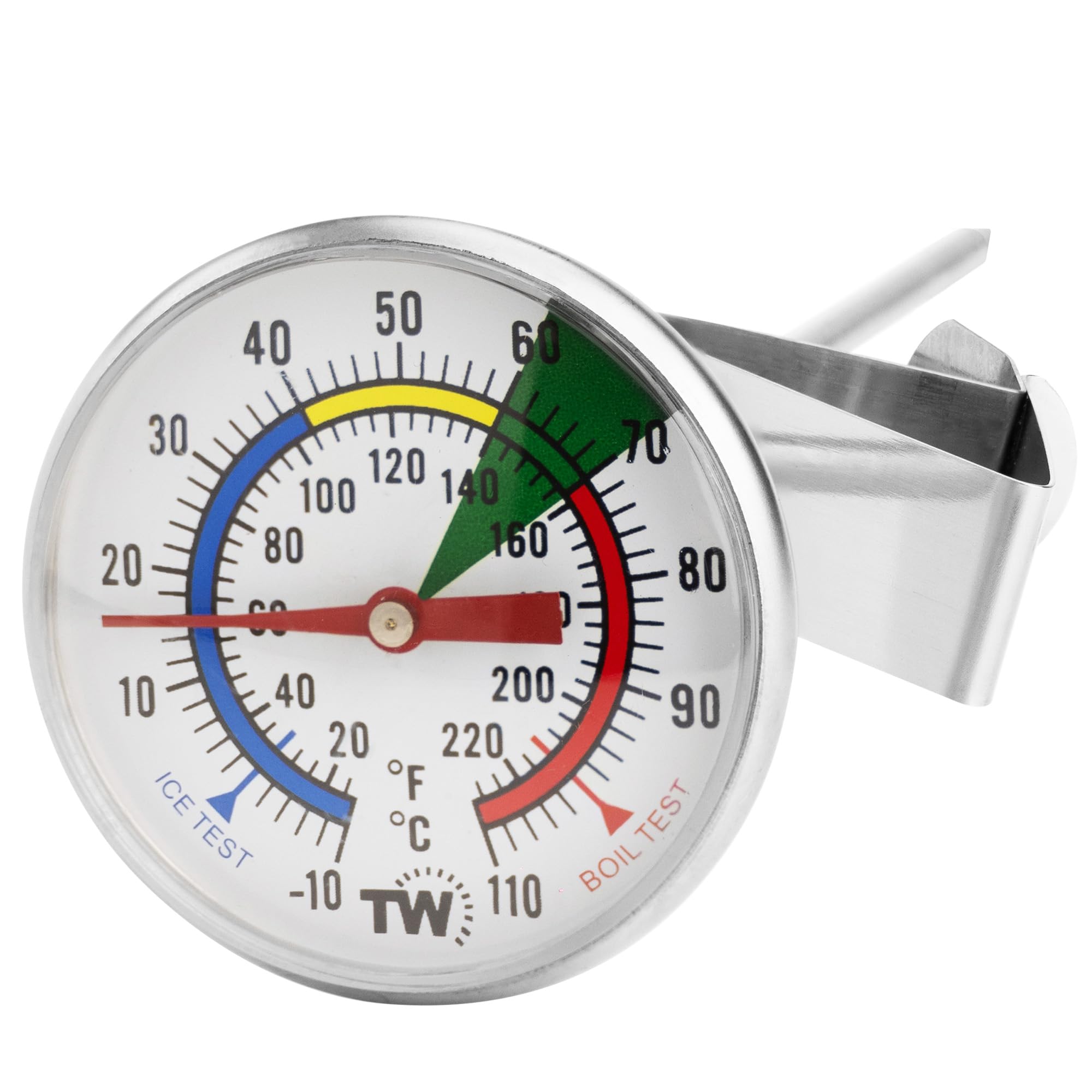 Milk Thermometer For Steaming Milk - Ideal Milk And Coffee Temperature Thermometer With 175 Mm Stainless Steel Probe And Clip Ba