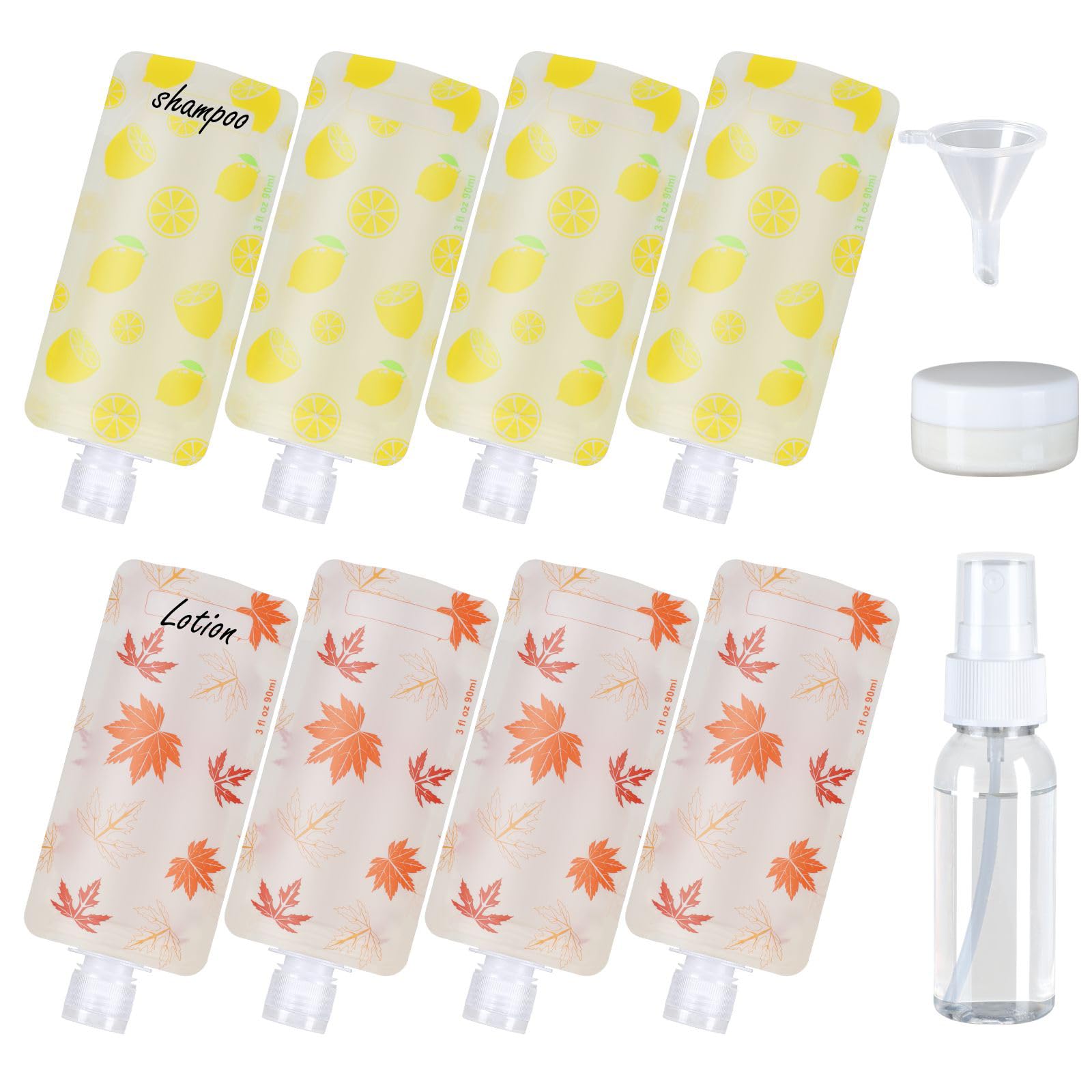 Packism Travel Pouches For Toiletries - 11 Pack Leak Proof 3Oz Tsa Approved Travel Size Containers, Stand Up, Slim & Lightweight