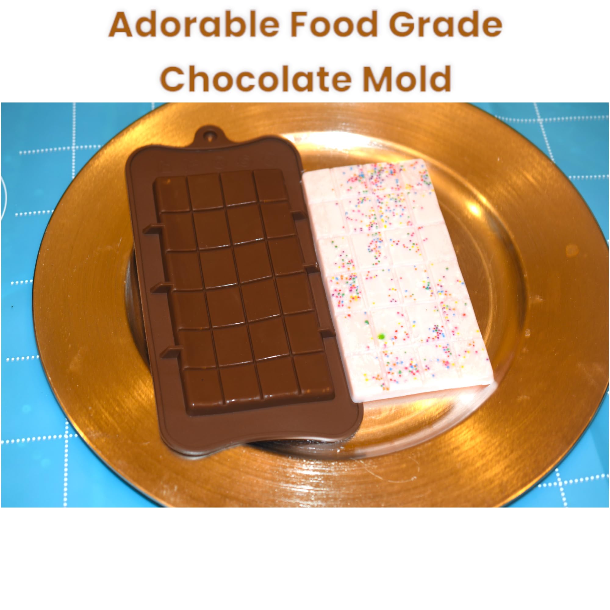 2 Pack Silicone Candy Chocolate Mold Flower Dinosaur Animal Zoo Rose Kids Diy Treats Freezer And Oven Safe (Chocolate Bar)