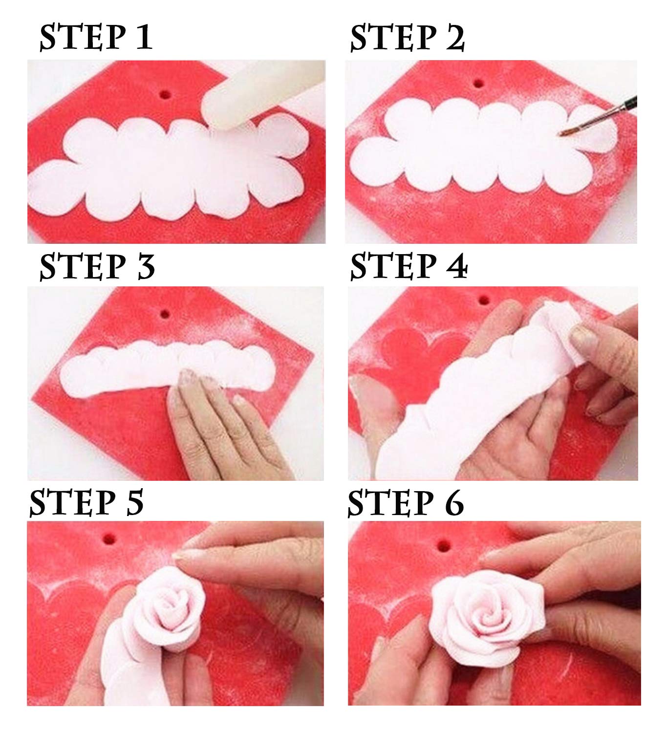 Penta Angel Cake Decorating Gumpaste Flowers Sugar Craft Easiest Rose Ever Mold Fondant Rose Maker (3Pcs White)