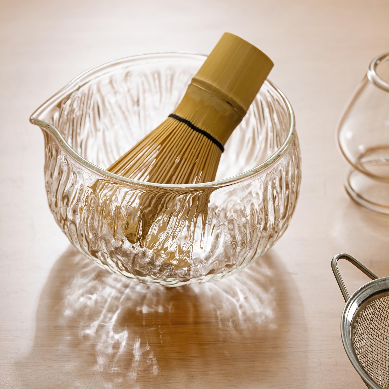 Dwehixbuy Japanese Tea Set (7Pcs) Matcha Whisk Set Matcha Bowl With Pouring Spout Bamboo Matcha Whisk (Chasen) Scoop (Chashaku)