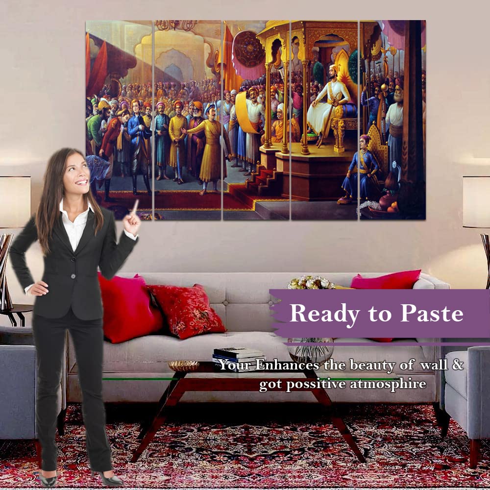 Maxstone Chattrapati Shivaji Maharaj Religious Wall Painting (30x50 Inch) Set Of -5 Big Size Wall Painting