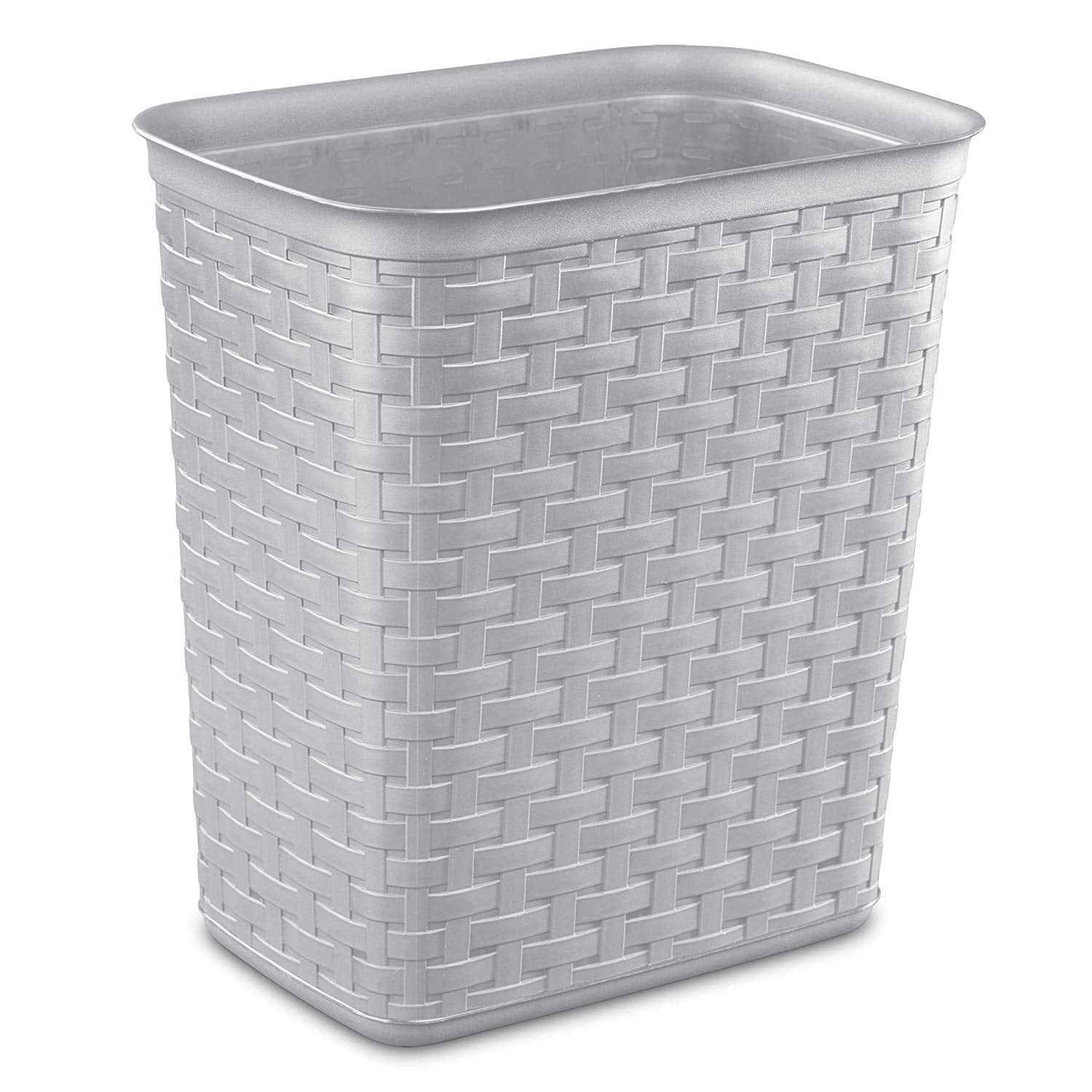 Sterilite 3.4 Gallon Weave Wastebasket, Small, Decorative Trash Can For The Bathroom, Bedroom, Dorm Room, Or Office, Gray, 6-Pac