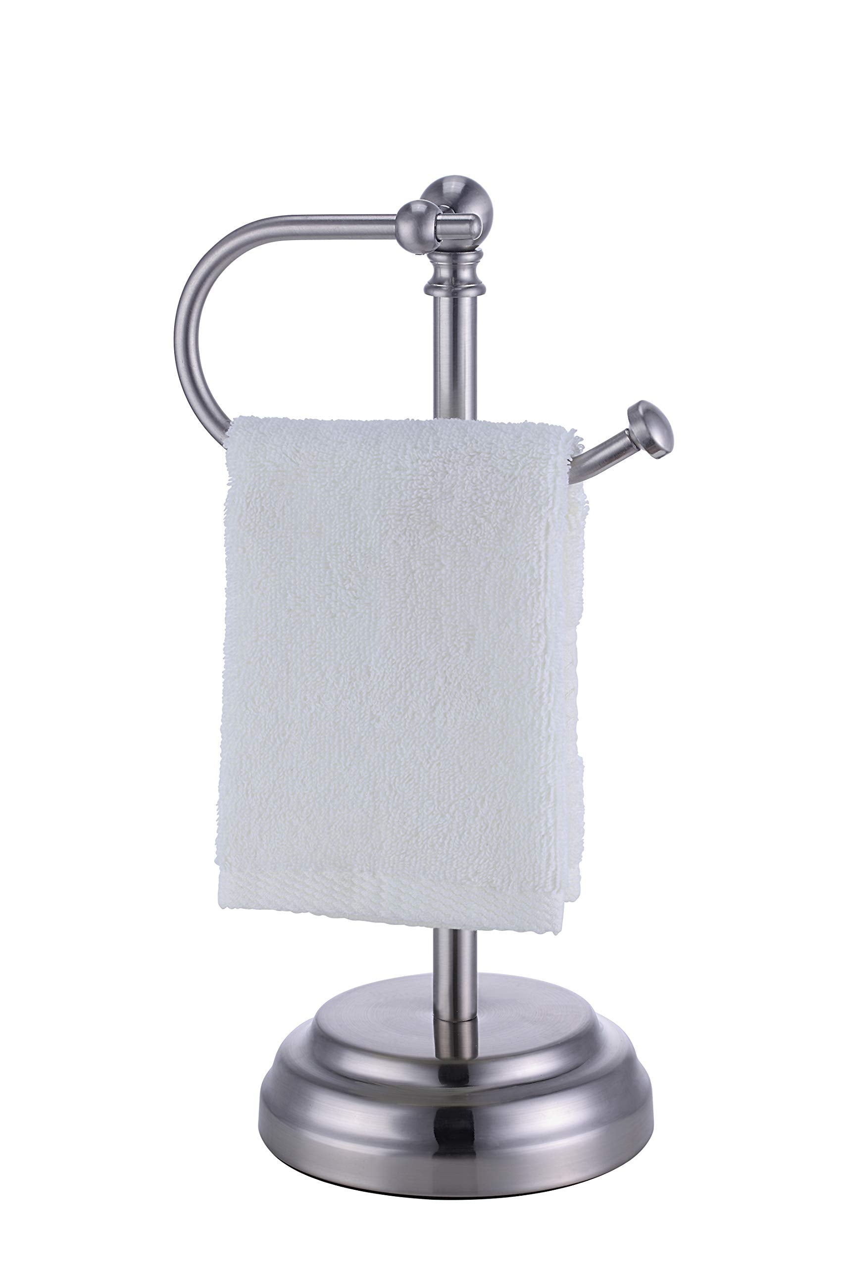 SunnyPoint Heavy Weight Classic Decorative Metal Fingertip Towel Holder Stand for Bathroom, Kitchen, Vanity and Countertops. (Br