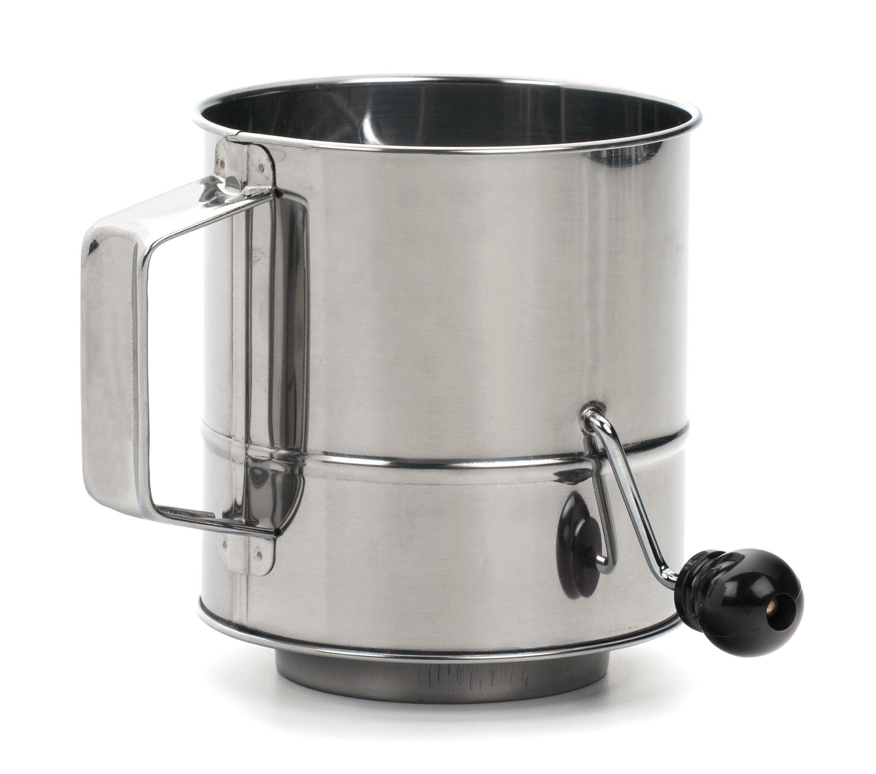 Rsvp International Endurance Stainless Steel Crank Style Flour Sifter, 3 Cup | Sift Flour & Dry Ingredients For Baking | Manual