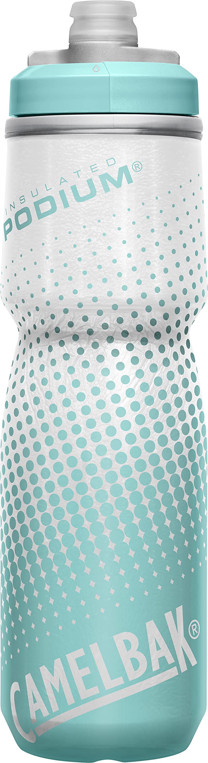 Camelbak Podium Chill Insulated Bike Water Bottle - Easy Squeeze Bottle - Fits Most Bike Cages - 24Oz, Teal Dot