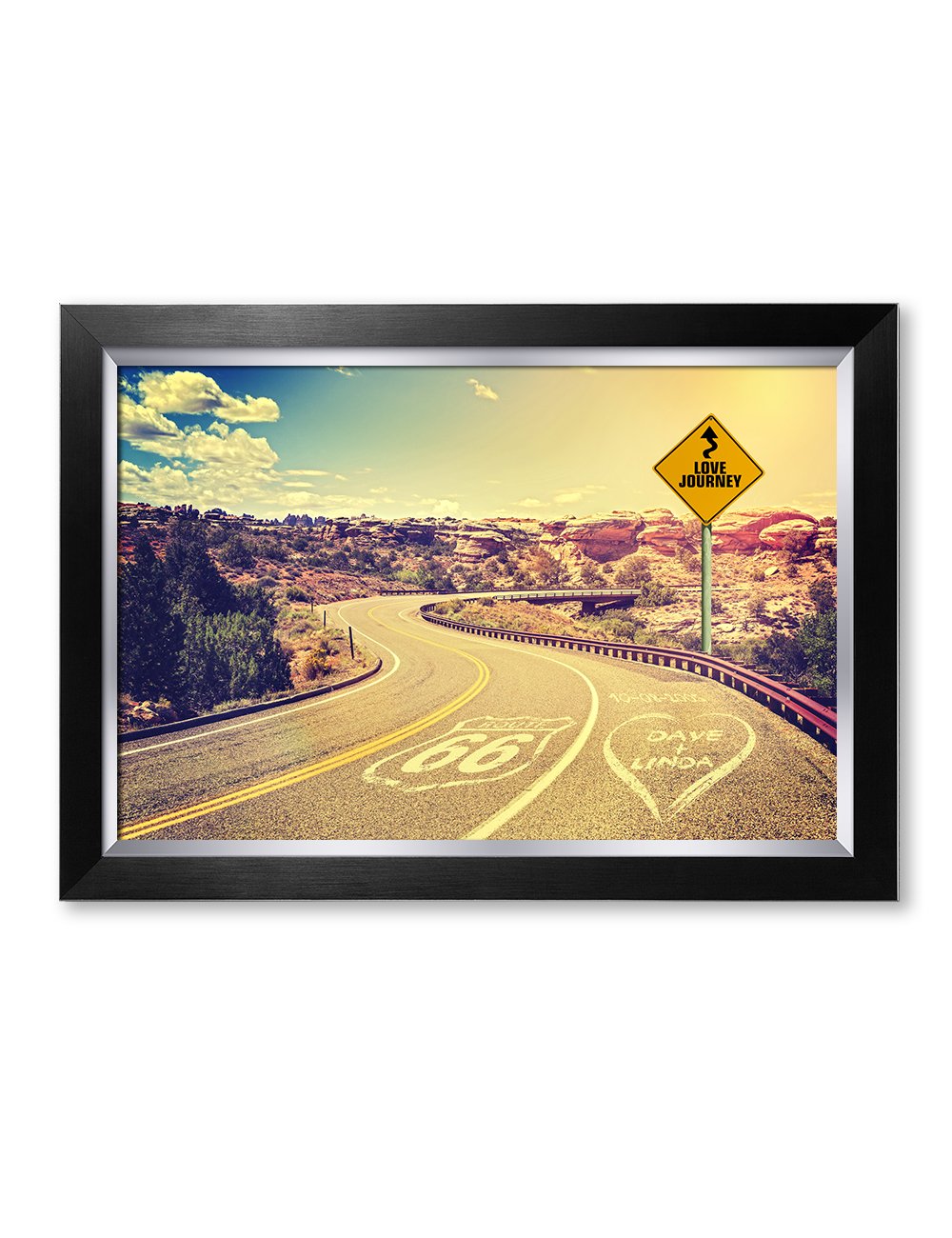 Ipic - Love Journey Personalized Framed Artwork For Romantic Anniversary And Wedding Gifts; Picture Size: 24X16, Framed Size: 27