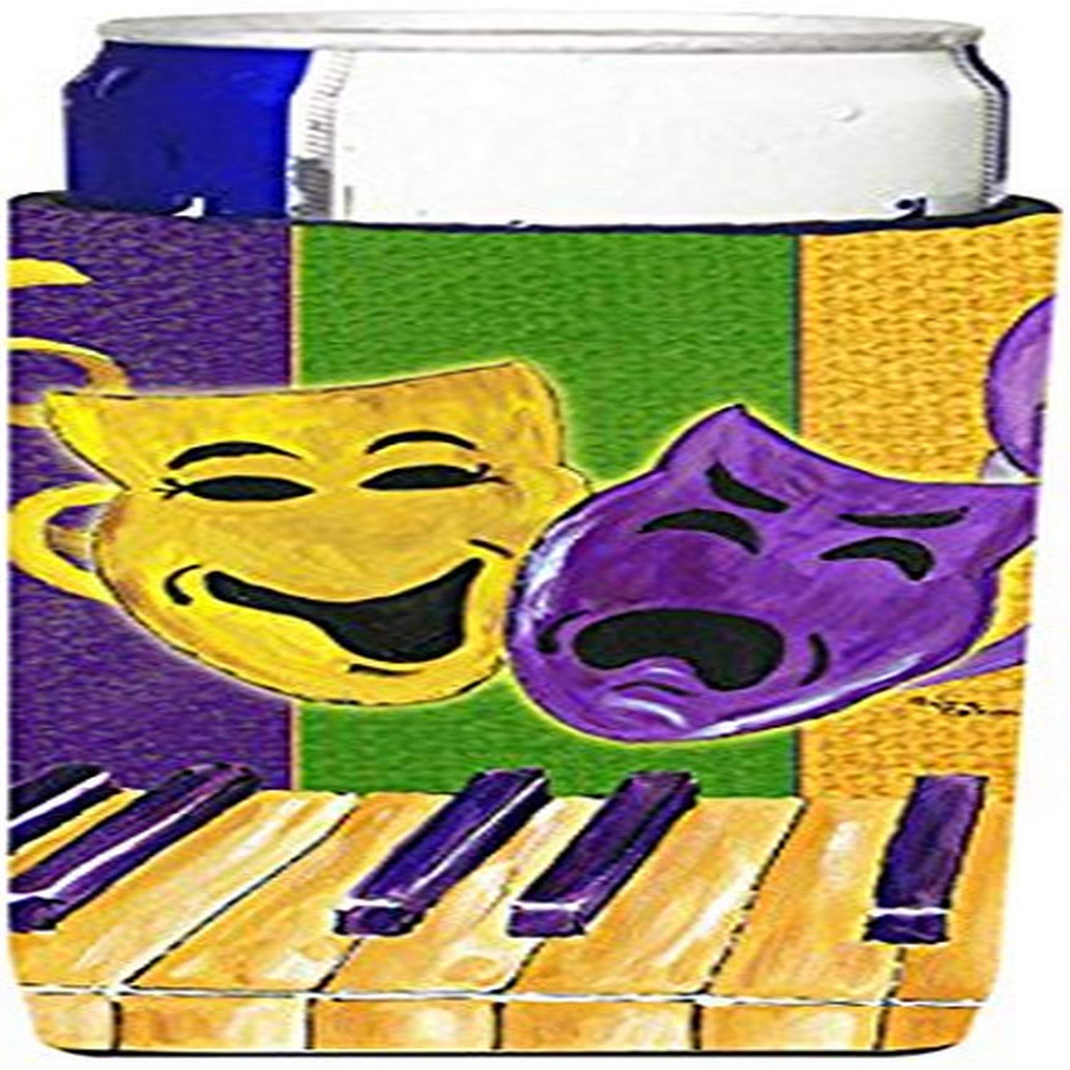 Mardi Gras Piano with Comedy and Tragedy Masks Ultra Beverage Insulators for slim cans 8370MUK