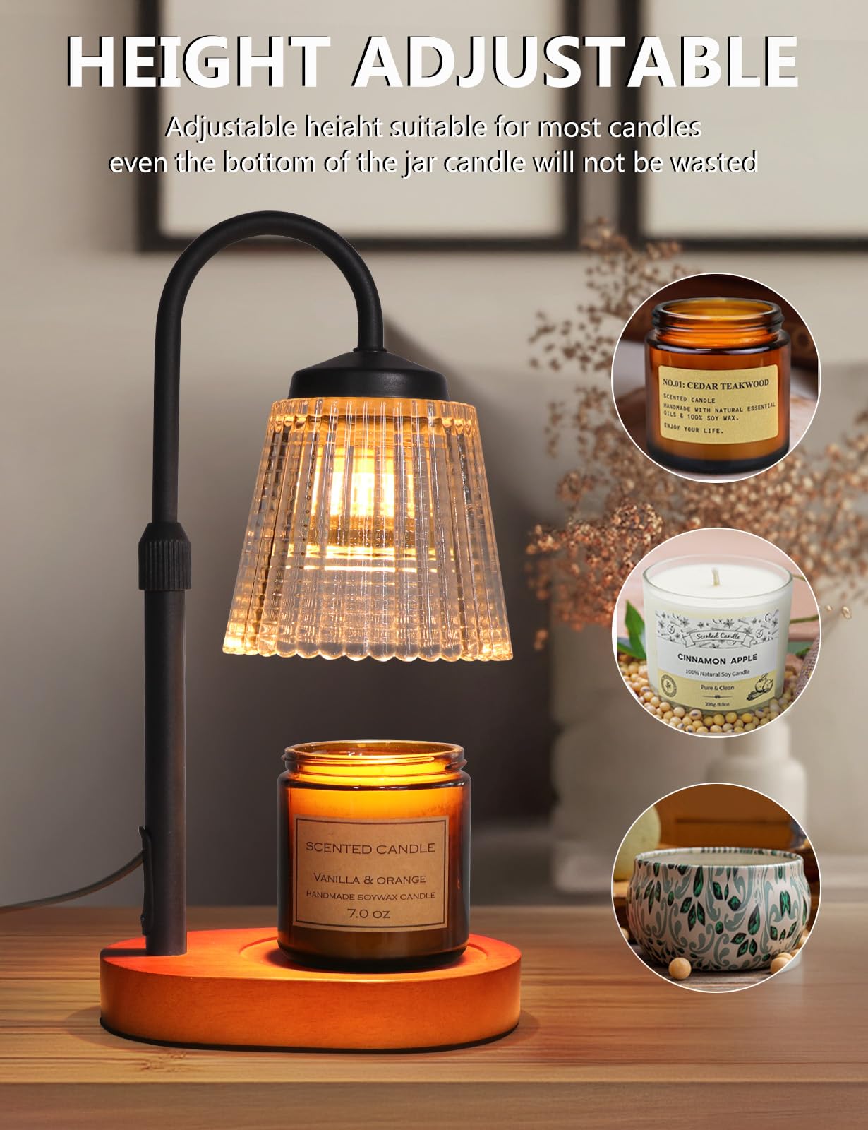 Yohonk Candle Warmer Lamp with Timer Dimmable, Adjustable Lamp Candle Warmer, Birthday Gifts for Women Mom, Wax Warmer Lamp for