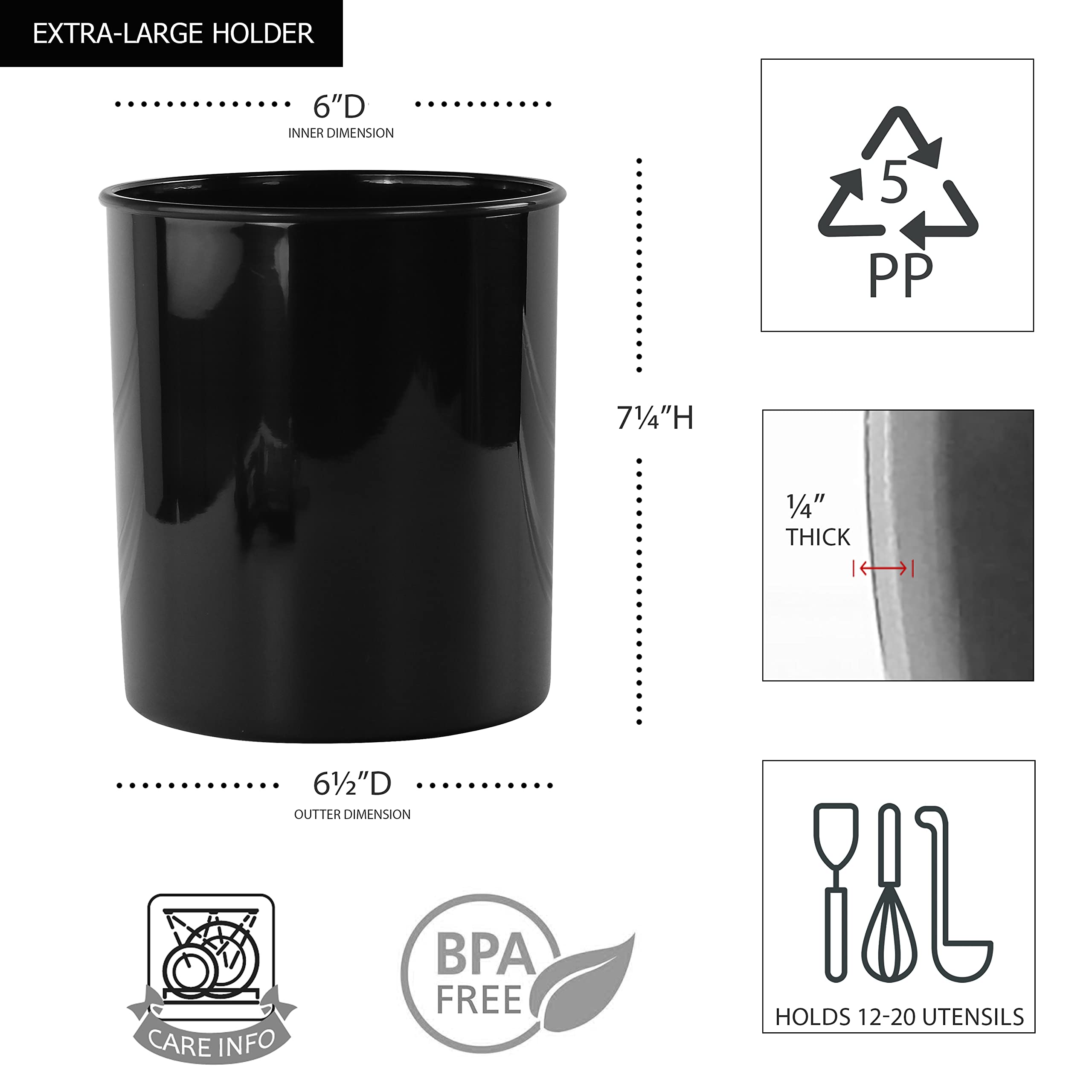 Reston Lloyd Multipurpose Crock Organize All Kinds Of Utensils & Kitchen Tools, Extra Large Holder, Black
