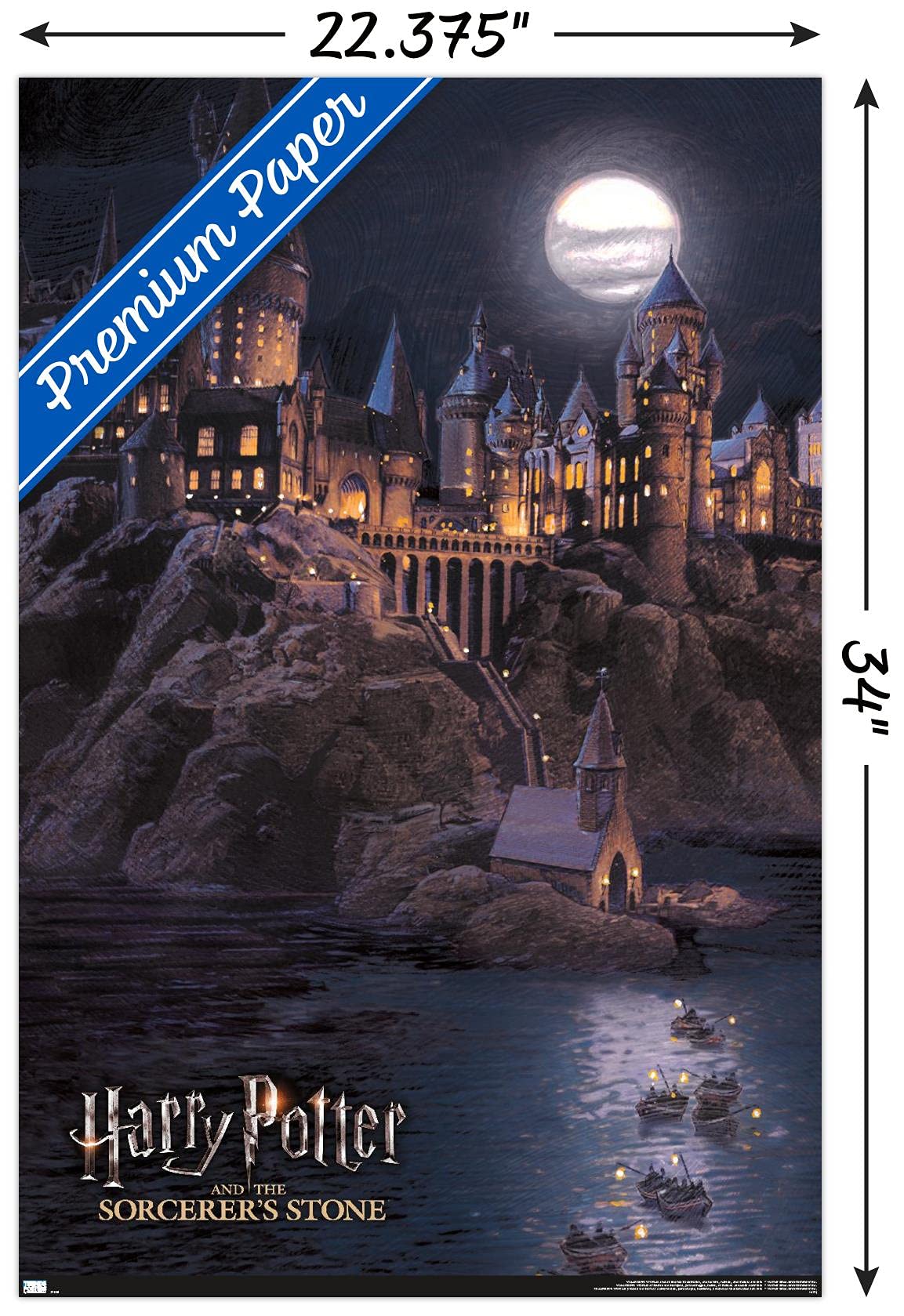 Harry Potter And The Sorcerer'S Stone - Hogwarts At Night Wall Poster, 34L'' X 22.4W'', Premium Unframed Version