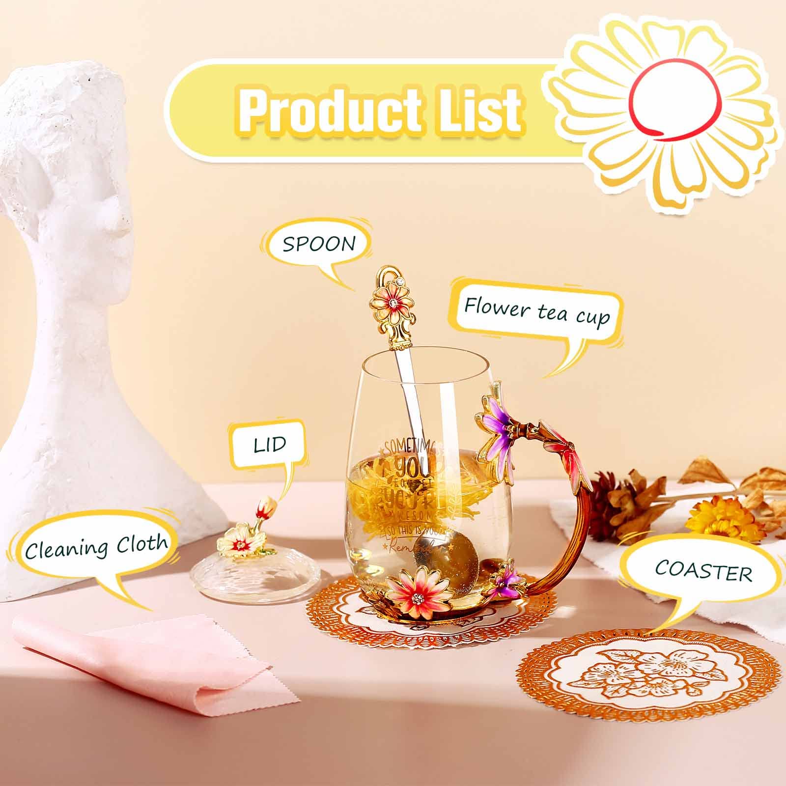 Luka Tech Friendship Gifts For Women Friend Gifts For Women  Lovely Flower Tea Cup Coffee Mug Birthday Gifts For BFF  Female  Corworker  Bestie
