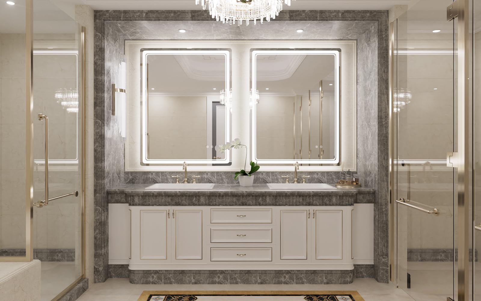 Wallbeyond Led Bathroom Mirror With Lights, 28 X 36 Inch Led Bathroom Vanity Mirror For Wall With Front And Backlit, Anti Fog Mi