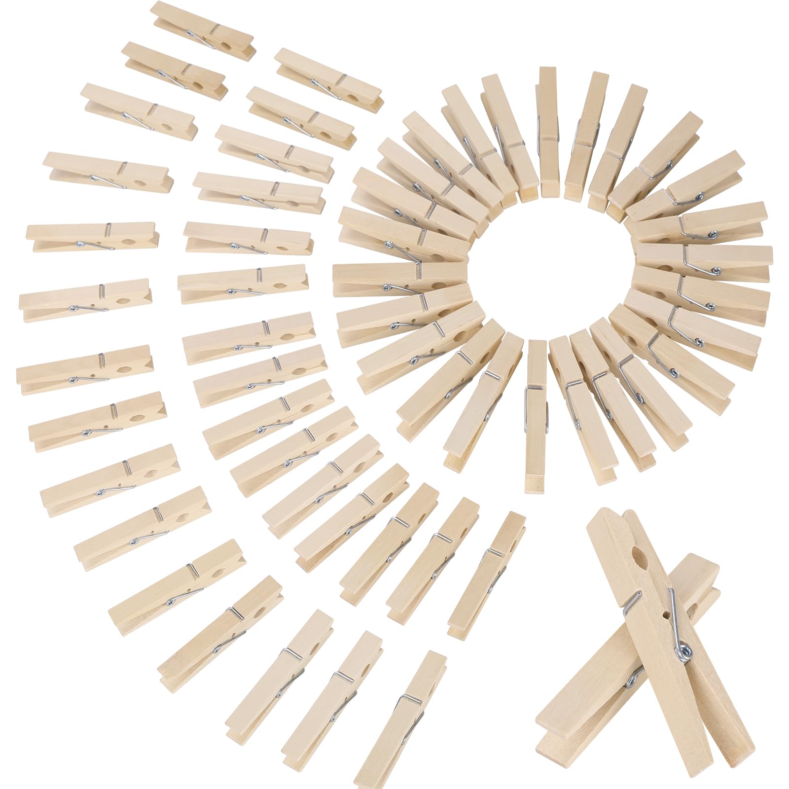 Wood Clothes Pins 2.9Inch 50Pcs, Wooden Clothes Pins For Laundry Decorative Crafts Pegs Photos Pictures,Colored Clothespins Wood