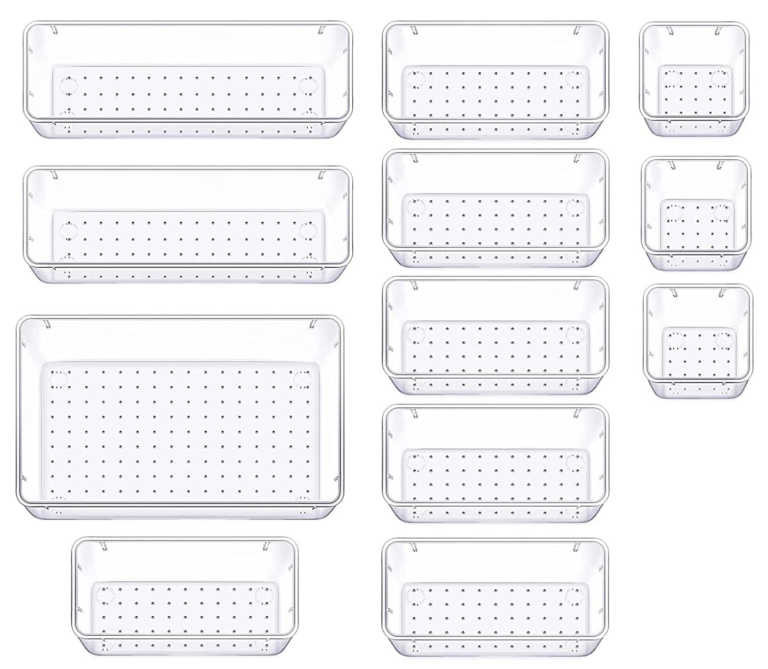Nimbose Drawer Organizer Set Dresser Desk Drawer Dividers, Multipurpose Plastic Storage Bins For Bathroom Vanity Cosmetic Makeup