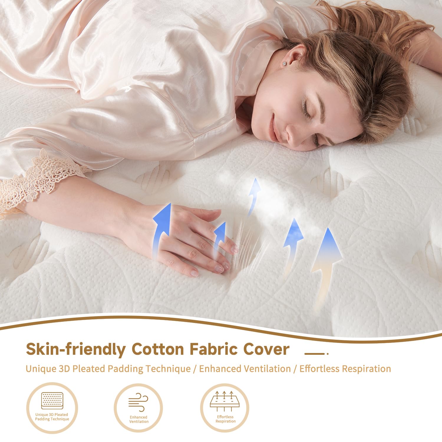 SNFPNE Mattress - Medium Firm Memory Foam Mattress for Pressure Relief & Spinal Alignment, Zoned Back Support & Motion Isolation