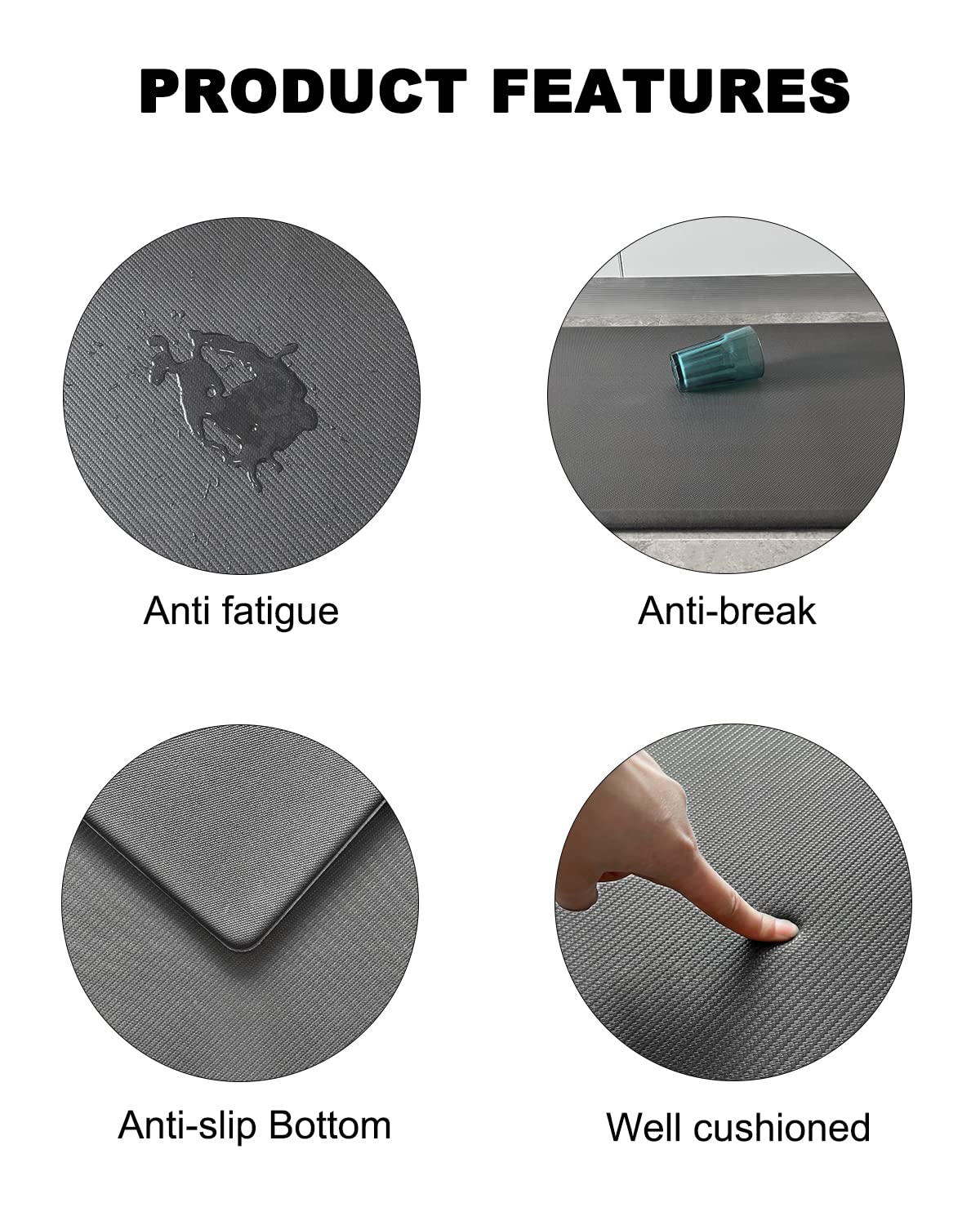 Artnice Kitchen Floor Mats Cushioned Anti Fatigue Mat, Waterproof Non-Slip Standing Desk Mat, 0.75'' Heavy Duty Comfort Kitchen