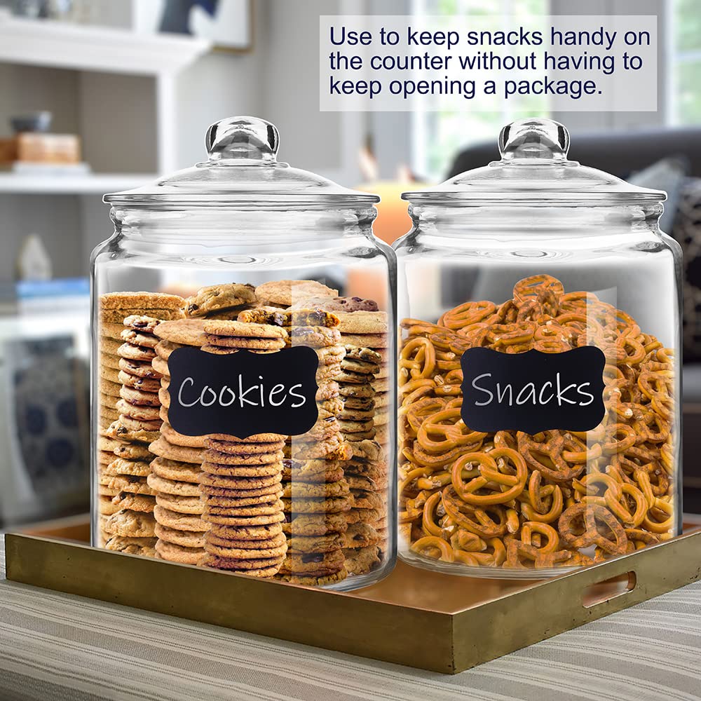 Daitouge 1.5 Gallon Glass Canister Set, 2-Pack Airtight Cookie & Candy Jars, Clear Heavy Duty Storage for Flour, Sugar, Rice, Beans