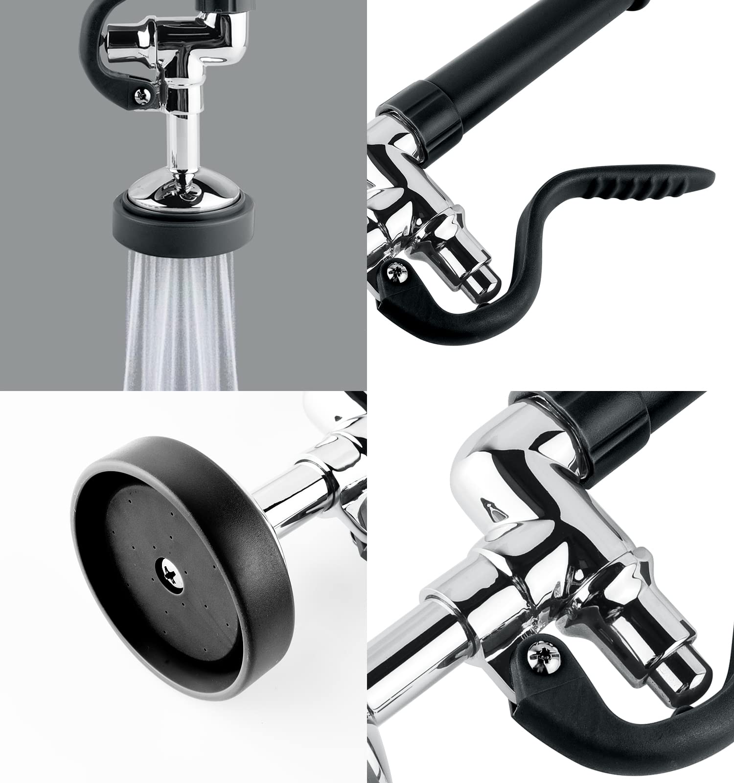 JZBRAIN Spray Valve with 45 inches Flexible Stainless Steel Hose High Pressure Pre Rinse Sprayer Nozzle Assembly for Commercial Kitchen Sink Faucet Wall/Deck Mount