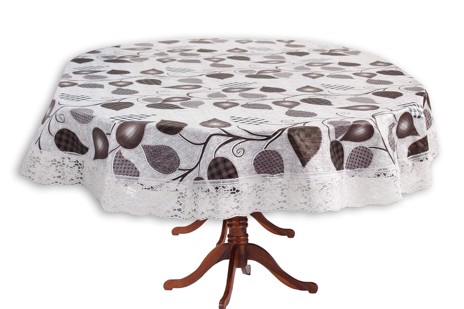 Stylista 4 to 6 Seater Table Cover Oval Shaped WxL 54x78 inches with White Border lace