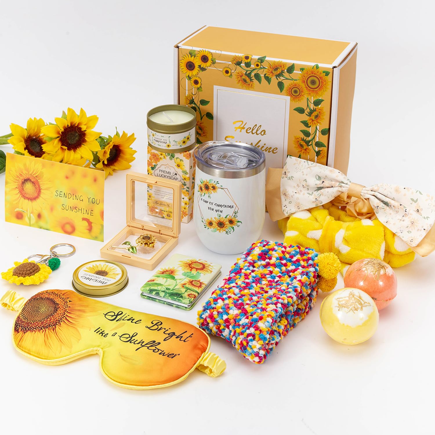 Gifts Basket For Women,Sunflower Gifts Set Birthday Gifts For Women Get Well Soon Basket Gifts Self Care Package Gifts Relaxing