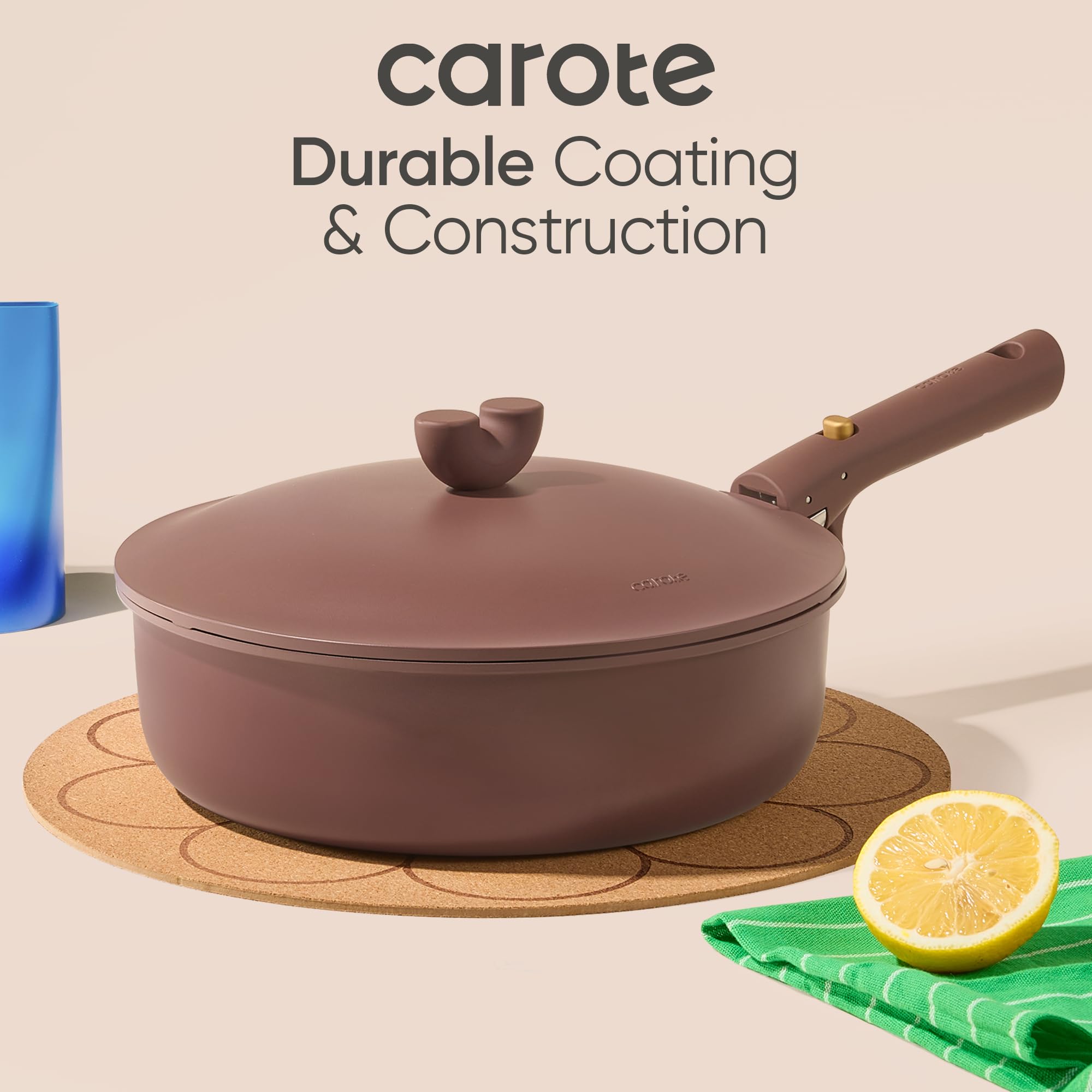 CAROTE 17pcs Pots and Pans Set Non Stick, Gift Set Nonstick Cookware Die-cast Aluminum Detachable Handle, Dishwasher/Oven Safe,