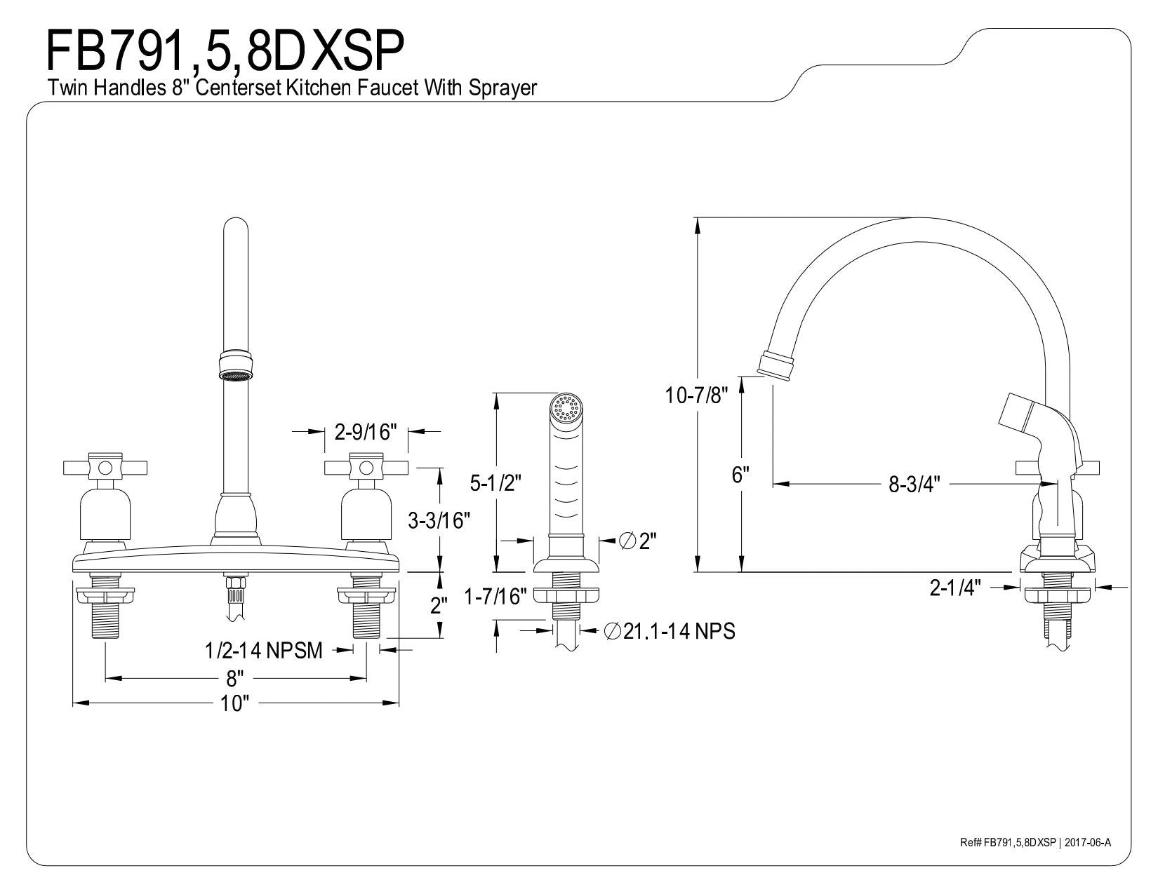 Kingston Brass FB791DXSP Concord 8-Inch Centerset Kitchen Faucet with Sprayer  Polished Chrome
