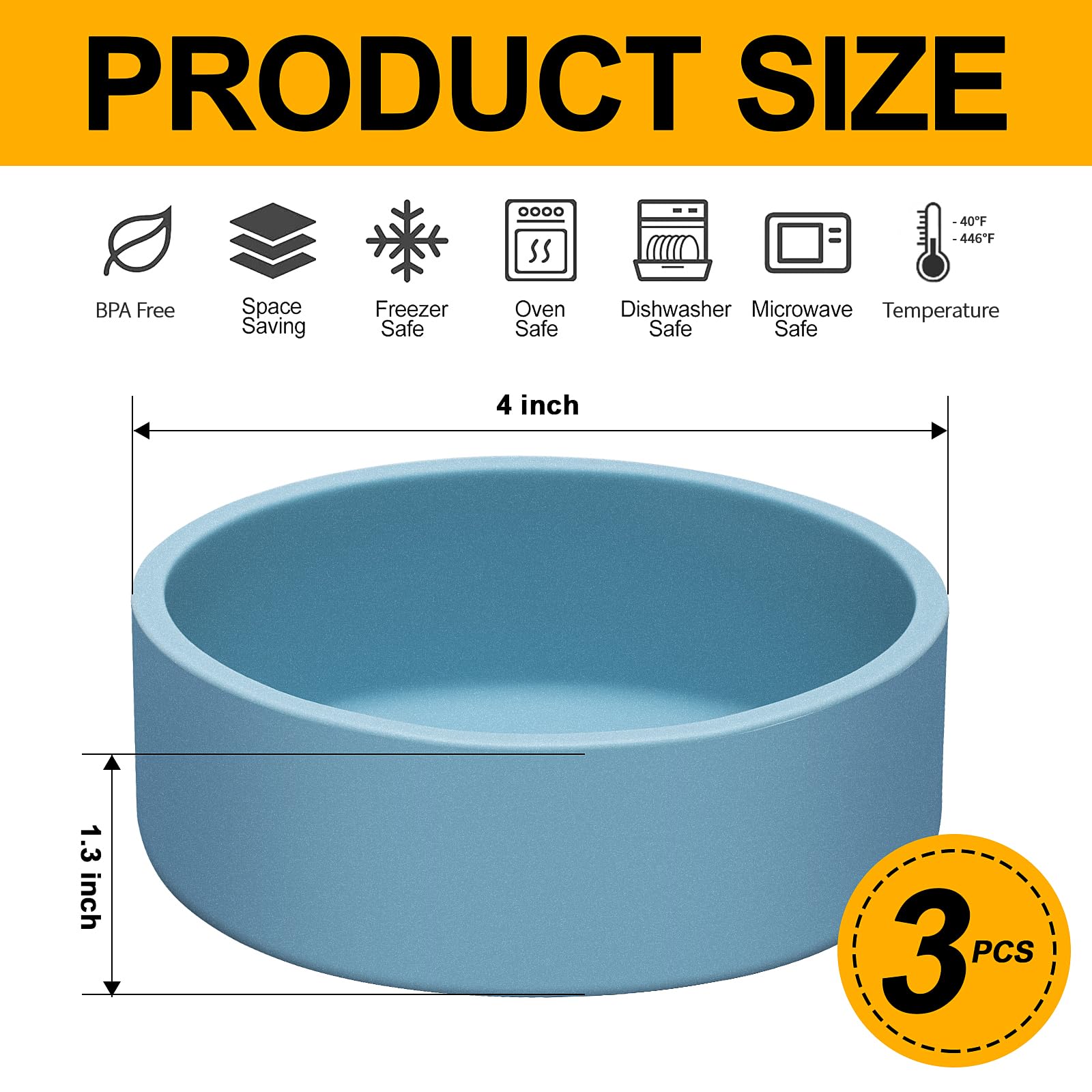 Dootafy Silicone Air Fryer Egg Pan & Mold - 3 Pack, Round, Blue, Model BG-013, Reusable Egg Bite Maker for Oven & Microwave