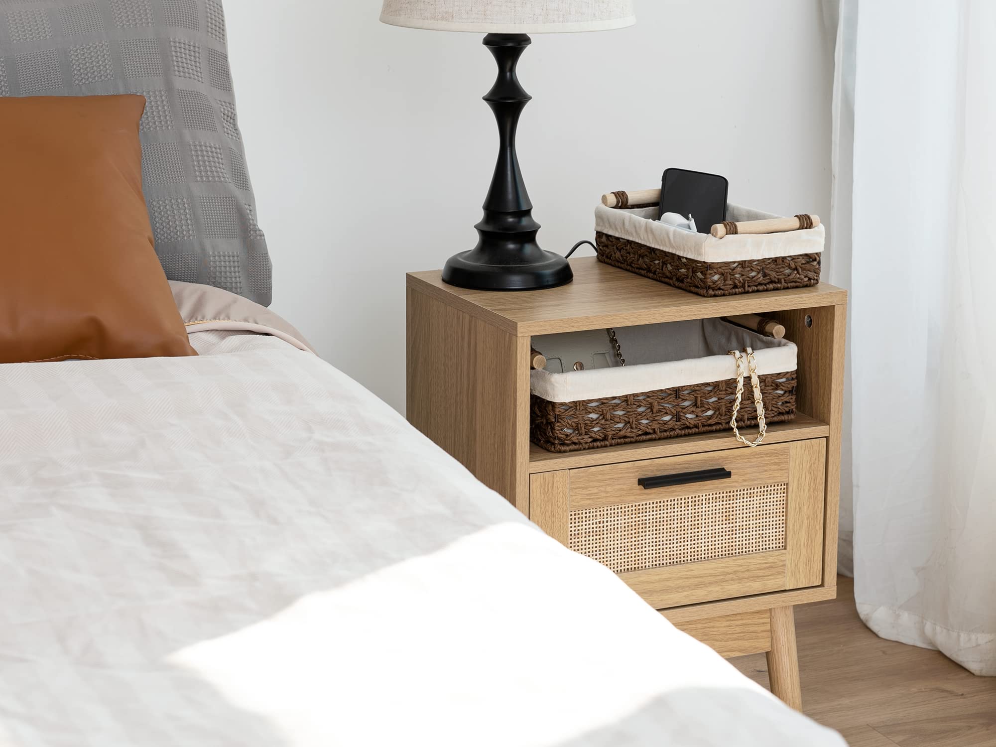 Storageworks Small Wicker Baskets For Shelves, Wicker Baskets For Organizing With Natural Fiber Liner, Basket For Toilet Storage