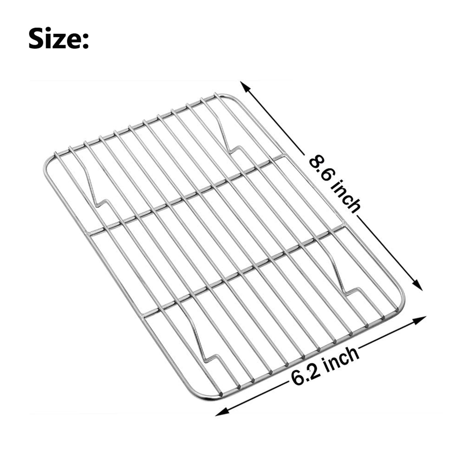 E-Far Small Baking Rack Set Of 2, Stainless Steel Metal Roasting Cooking Racks, Size - 8.6''X6.2'', Non Toxic & Rust Free, Fit F