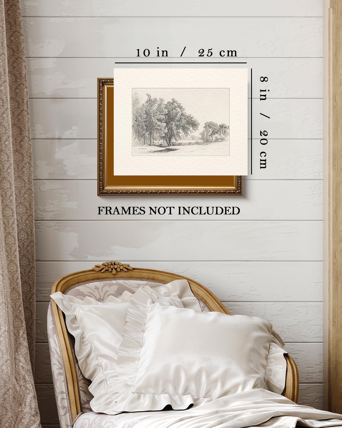 Kizbok Vintage Wall Art Decor Neutral Landscape Sketches Canvas Prints Vintage Landscape Oil Painting Art Pictures For Bedroom,