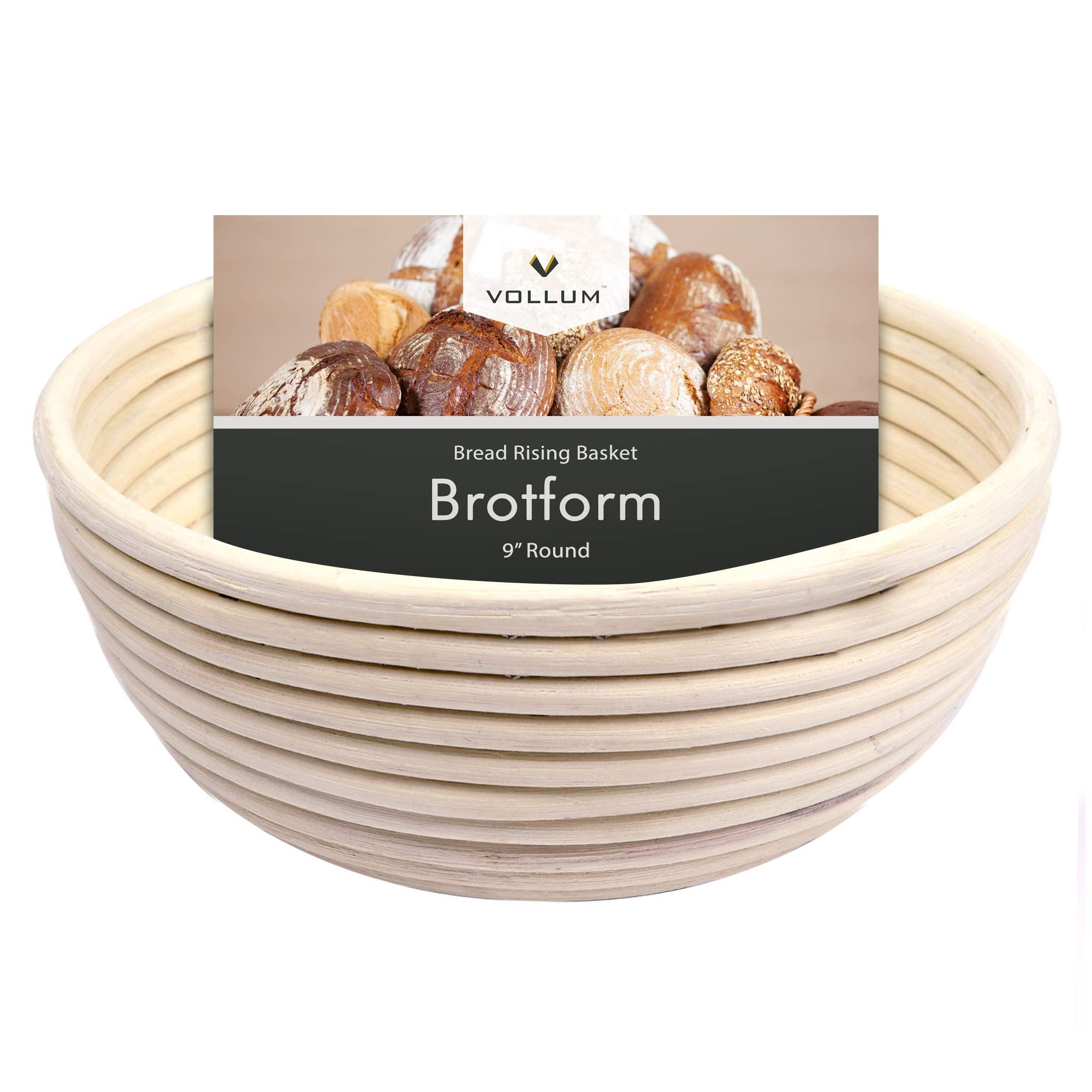 Vollum Bread Proofing Basket Banneton Baking Supplies For Beginners & Professional Bakers, Handwoven Rattan Cane Bread Maker For