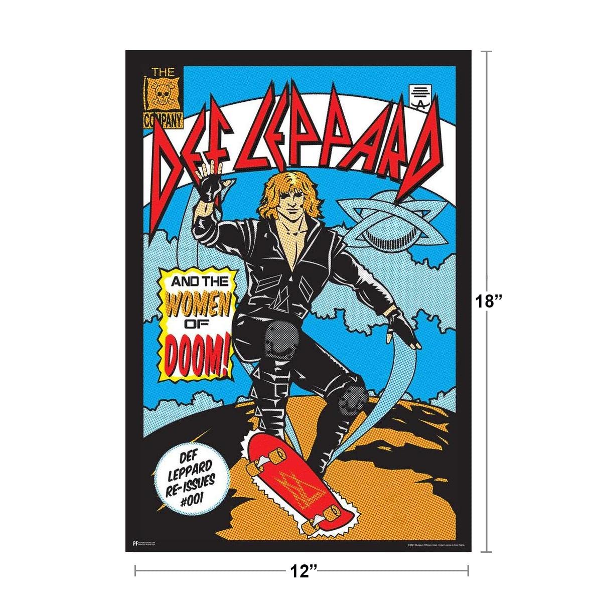 Def Leppard And The Women Of Doom Comic Art Heavy Metal Music Merchandise Retro Vintage 80S Aesthetic Band Cool Wall Art Print P
