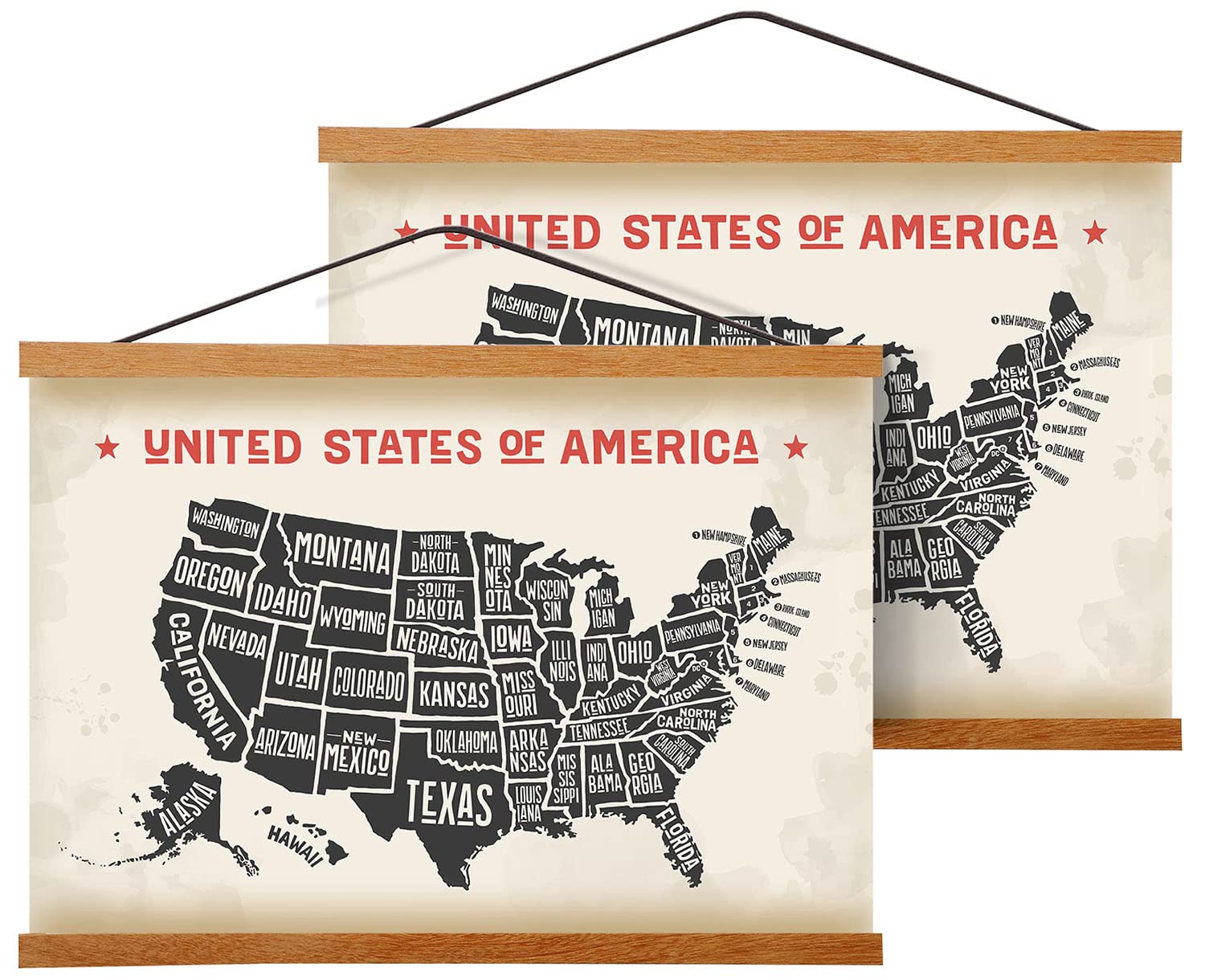 Magnetic Poster Frame Hanger, Natural Teak, 24X36 24X32 24X18 Poster Hanger For Photos, Pictures, Prints, Maps, Scrolls And Canv